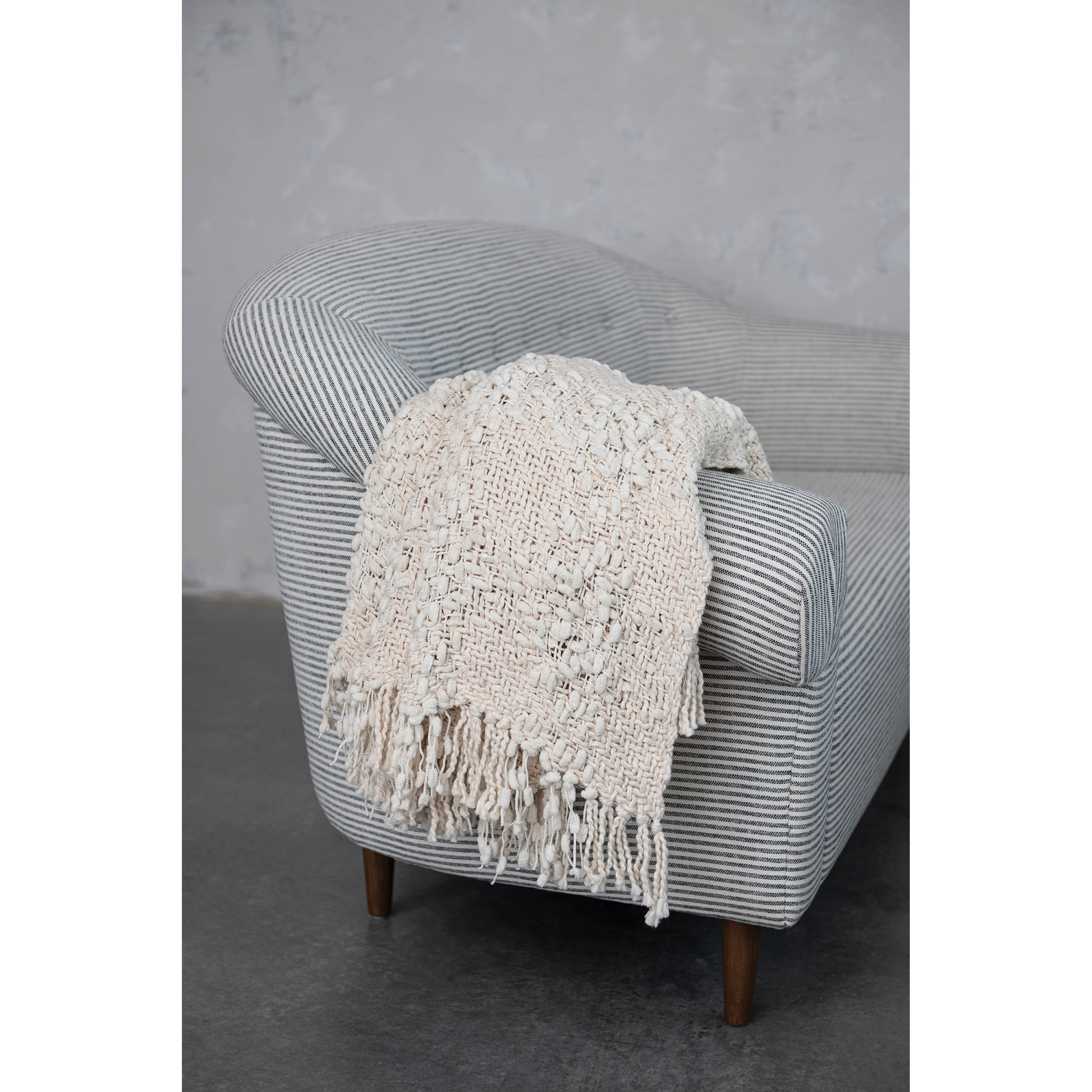 Hello Honey® Natural Cable Knit Throw Blanket with Fringe