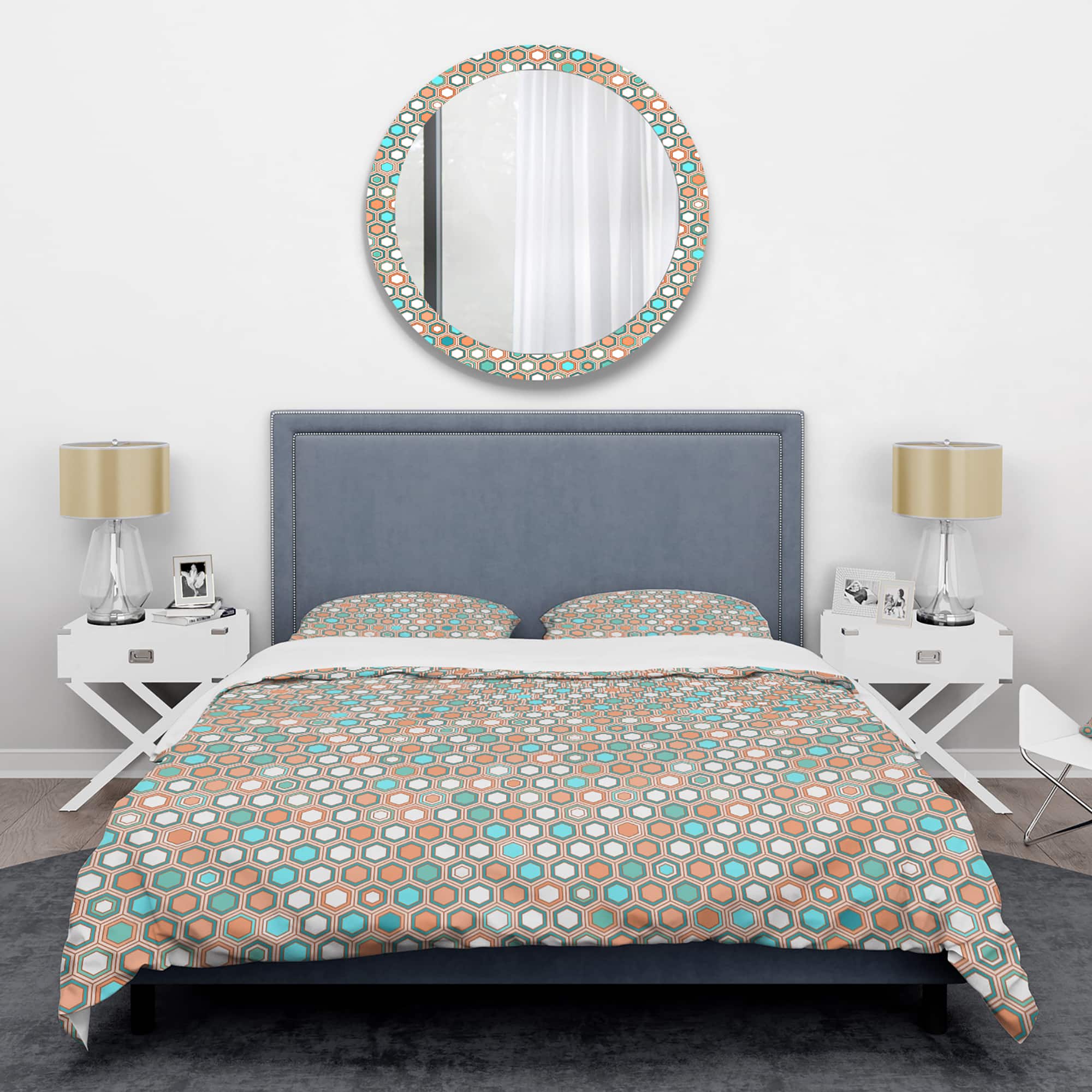 Designart 'Retro Hexagon Pattern III' Mid-Century Duvet Cover Set