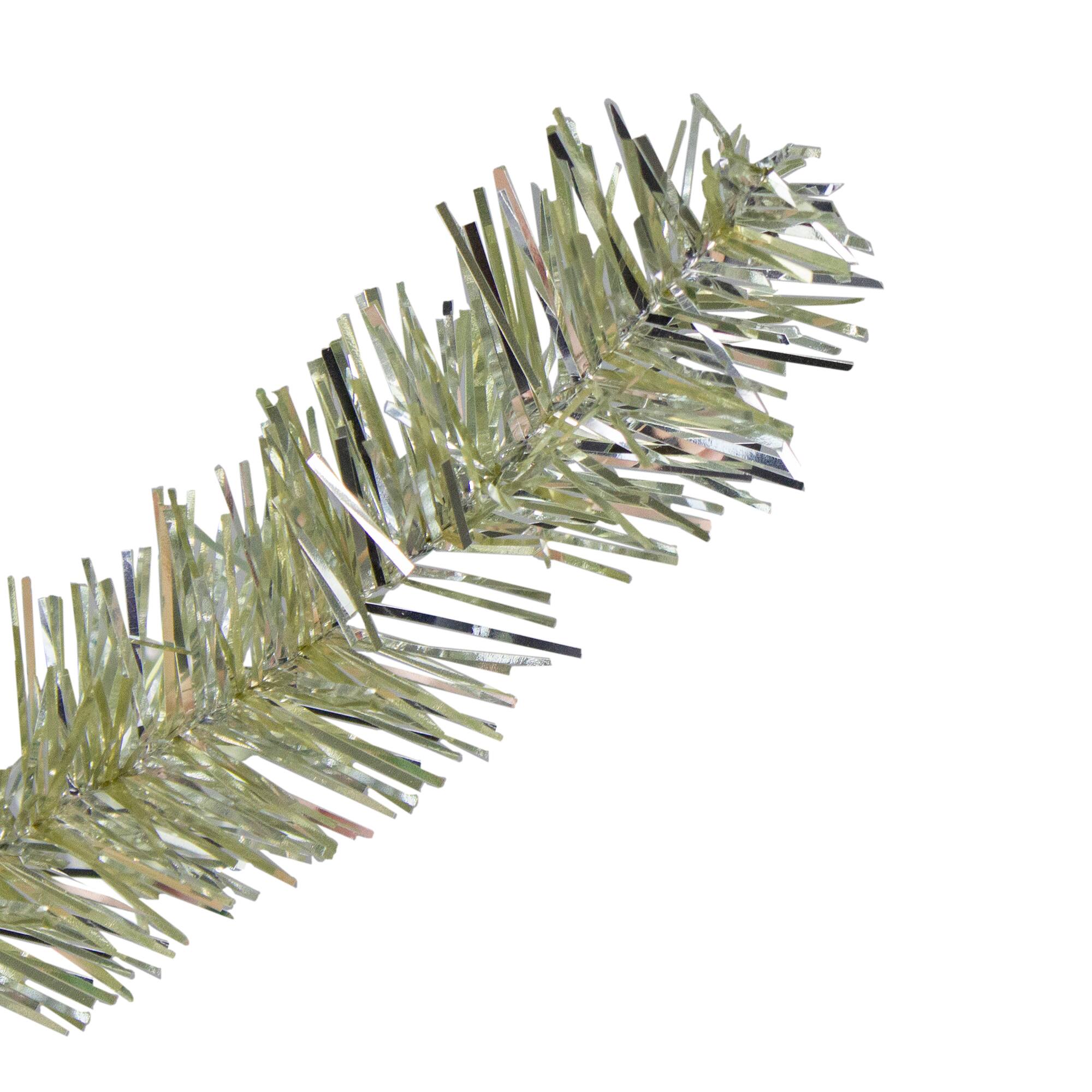 6ft. Pre-Lit Silver Champagne Tinsel Artificial Christmas Tree, Clear Lights