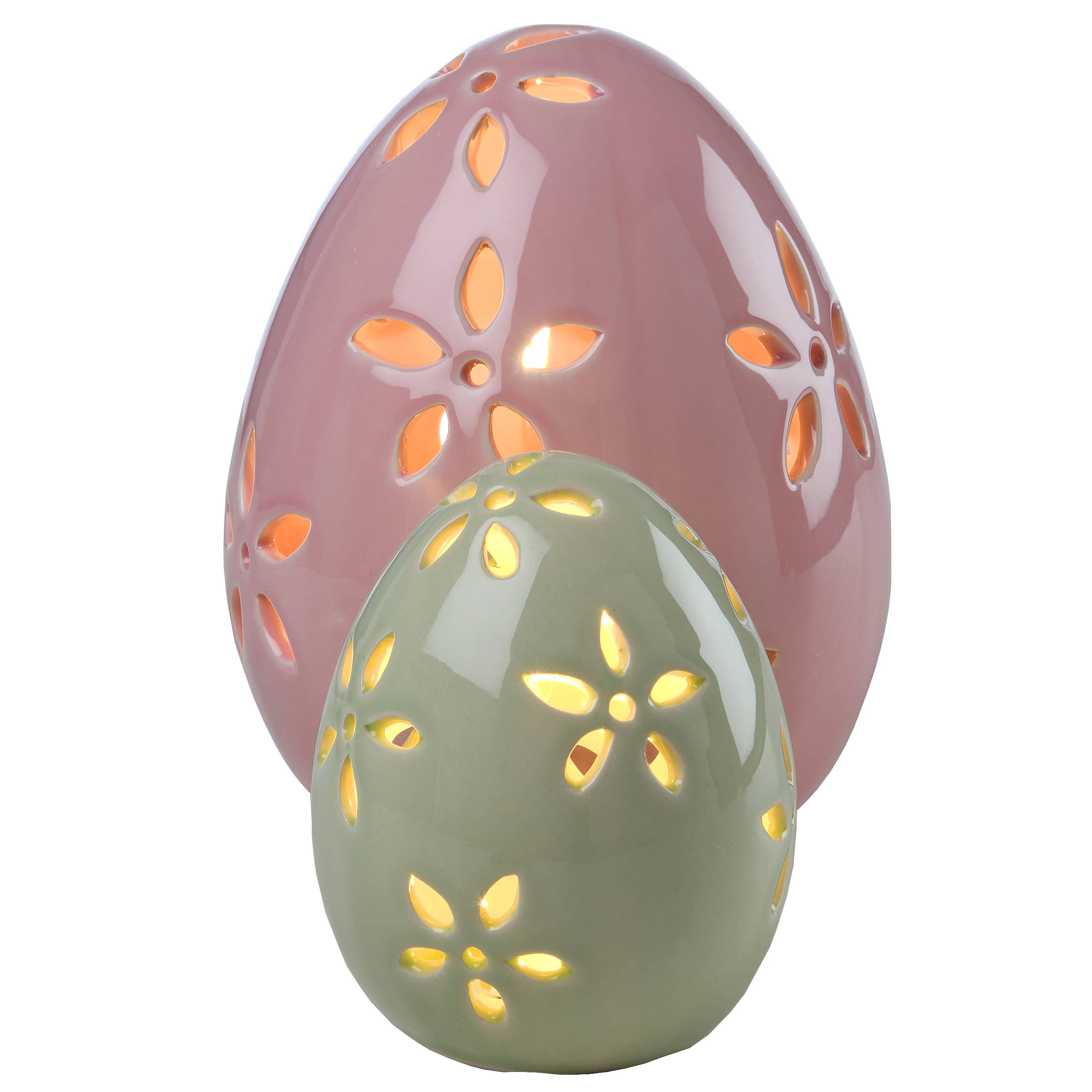 Pink &#x26; Green Pre-Lit Decorative Easter Egg Set