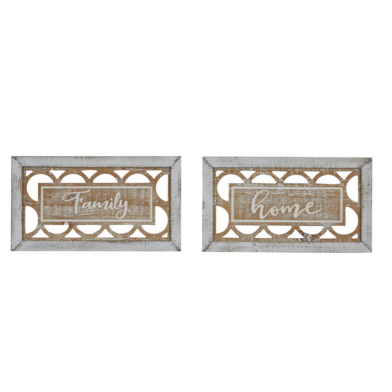 Set of 2 Beige Wood Farmhouse Sign Wall Decor, 12.25" x 7"