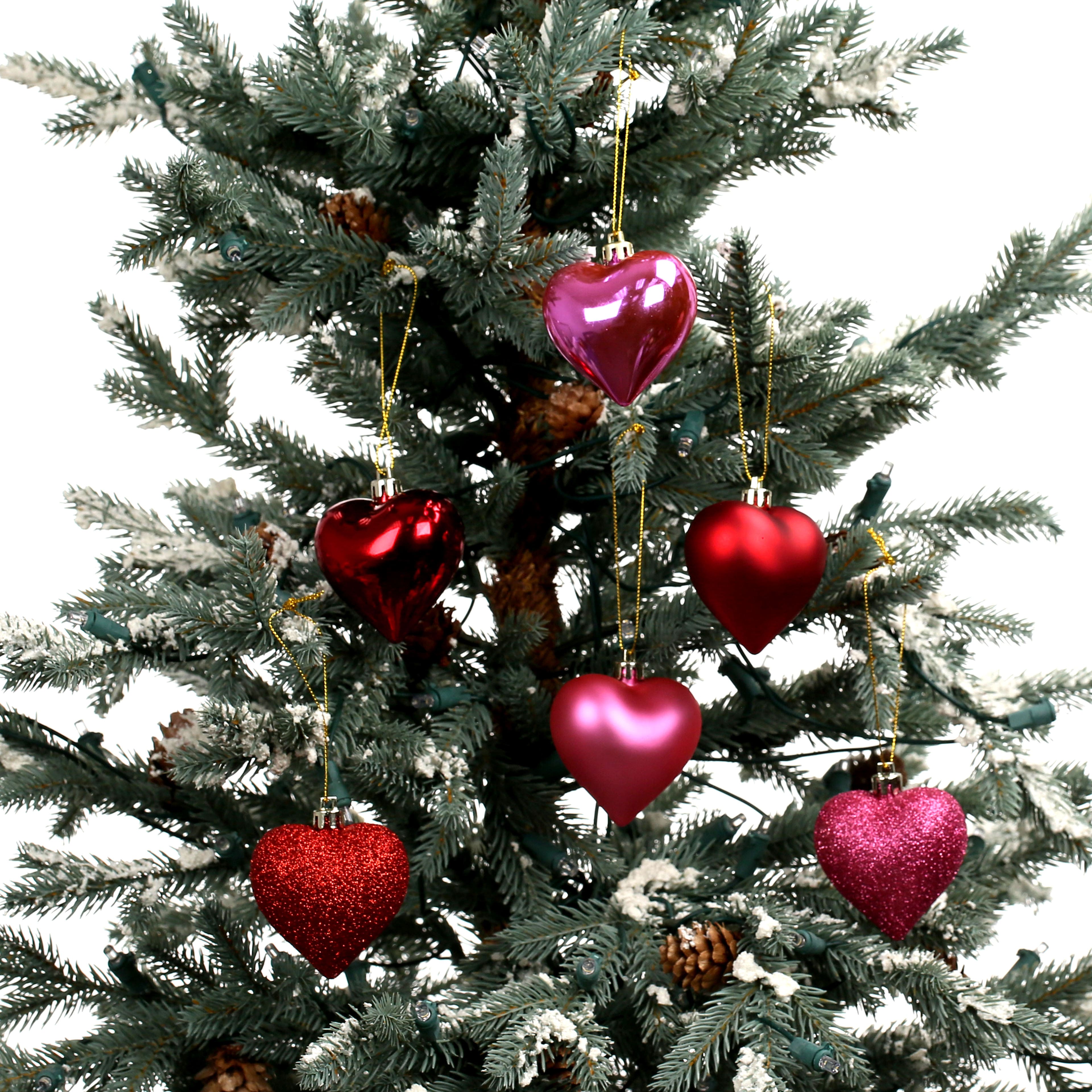 8 Pack 2.5&#x22; Glittery Heart Ornaments by Celebrate It&#x2122;