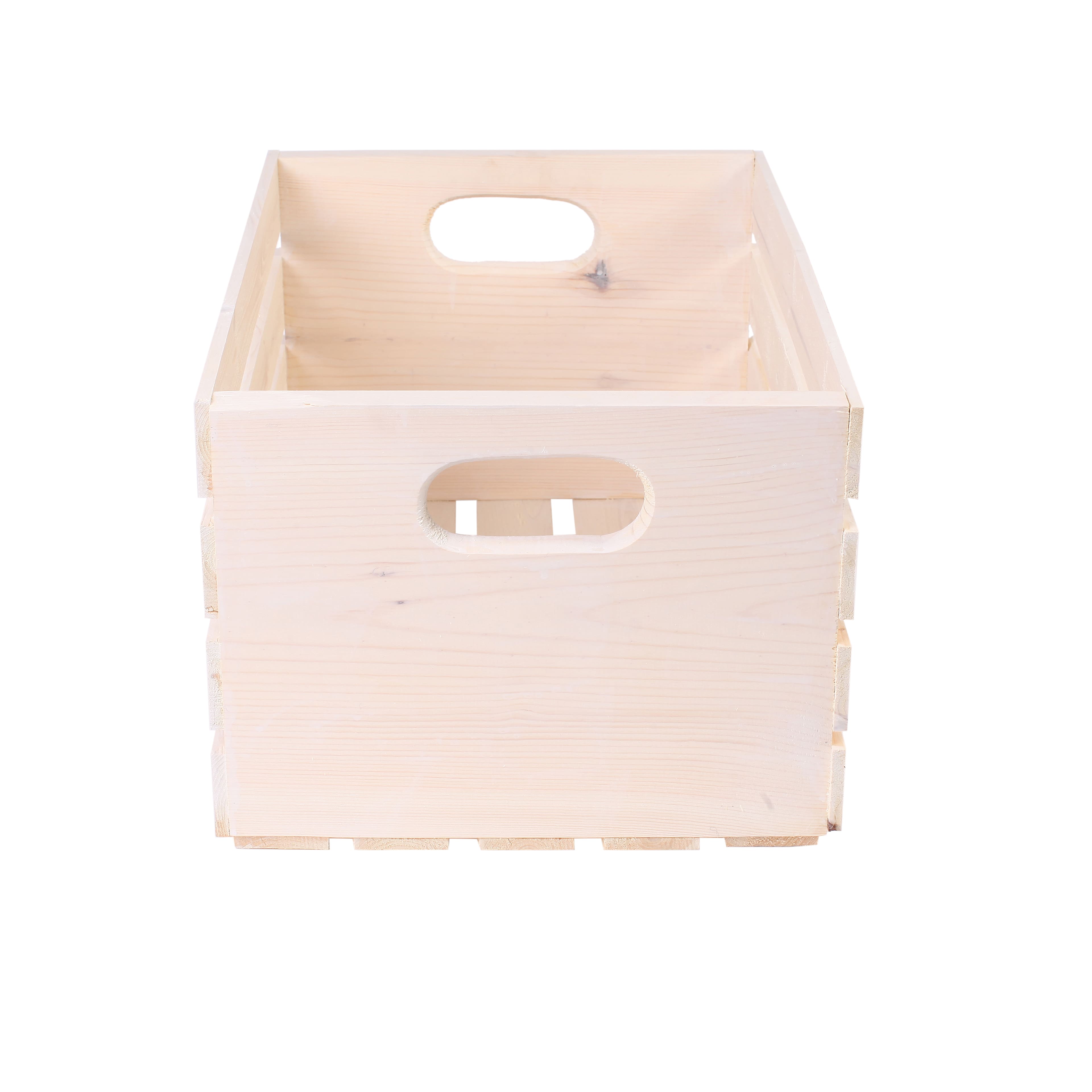 18&#x22; x 12.5&#x22; Whitewashed Pine Wood Crate by Make Market&#xAE;