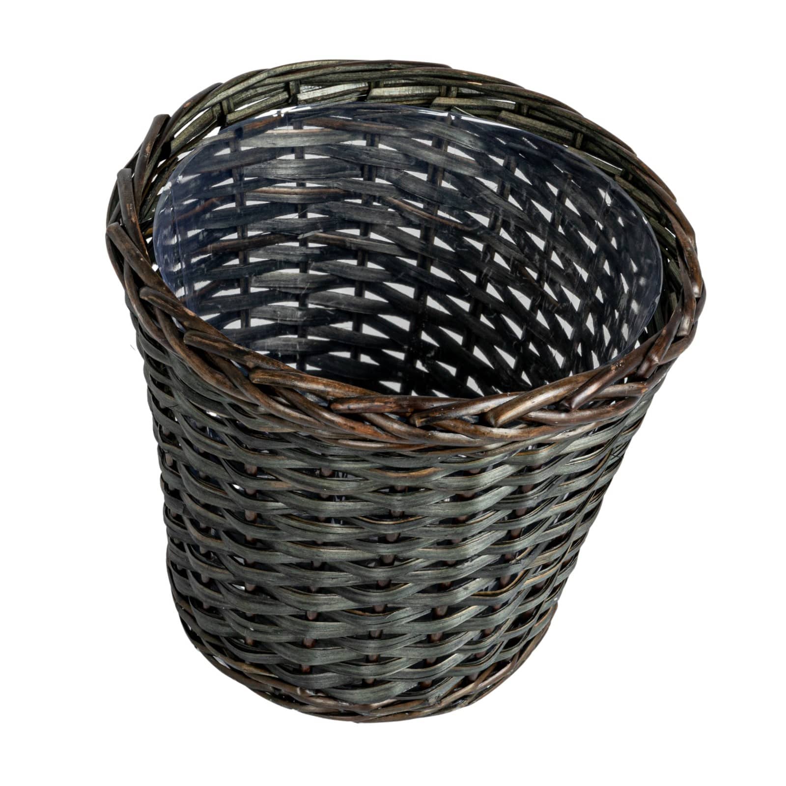 Household Essentials 11.75" Brown Handwoven Willow Waste Basket with Plastic Liner
