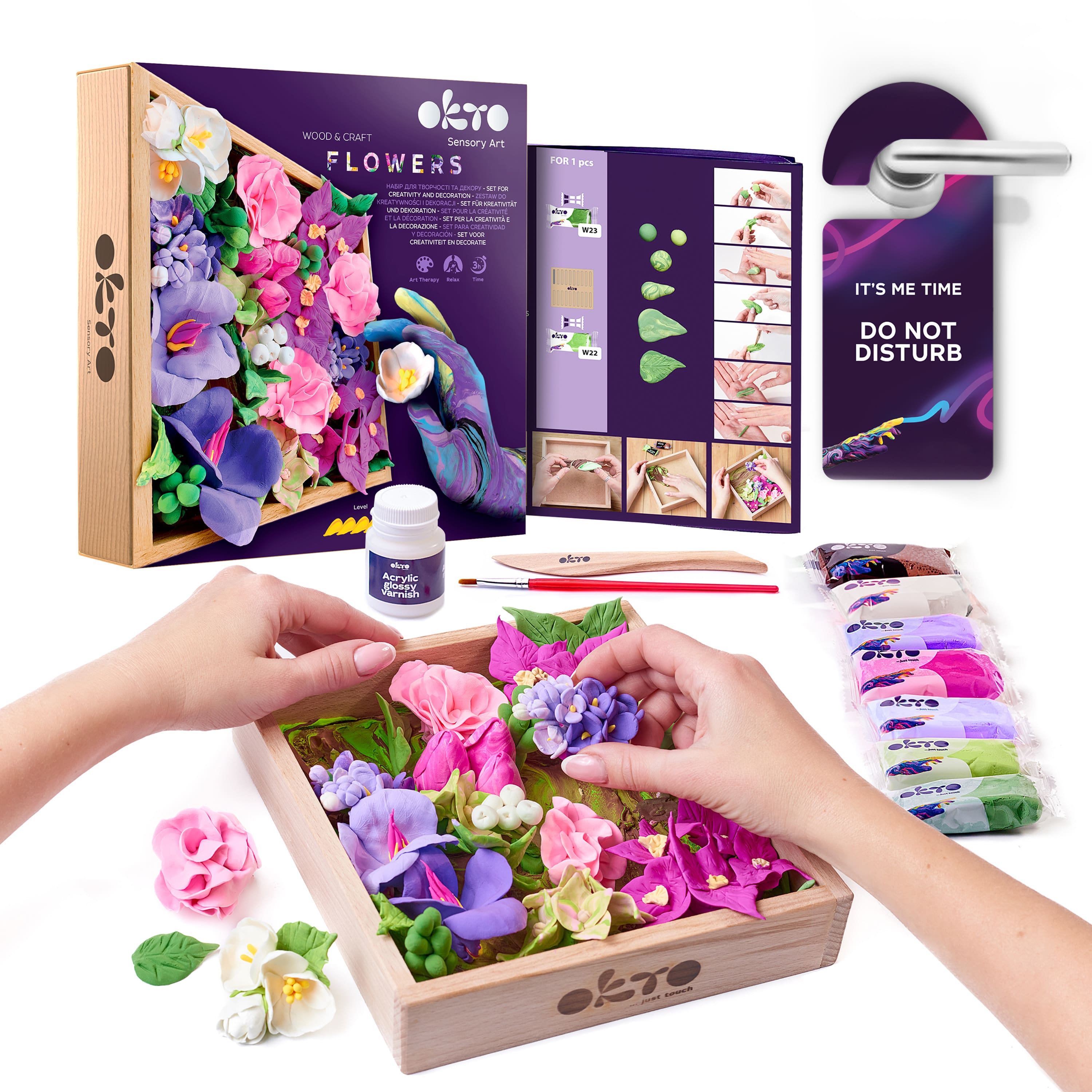 OKTO DIY Wood &#x26; Craft Inspiration Flowers Clay Kit