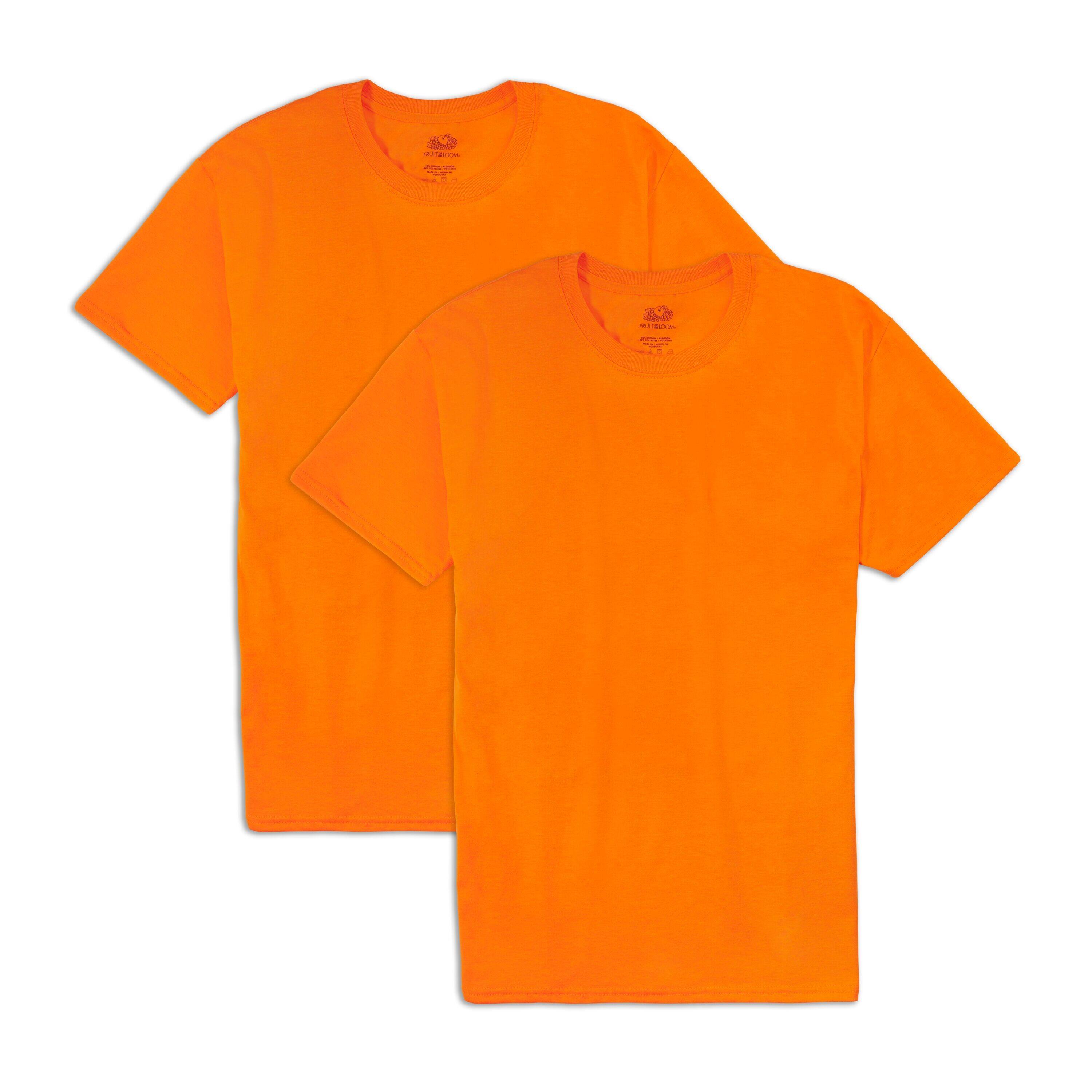 Fruit of the Loom EverSoft Mens Short Sleeve Crew T-Shirt 2 ct in Safety Orange | Small