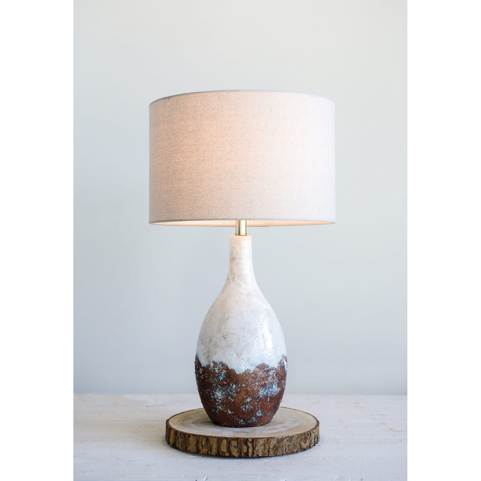 28&#x22; Two-Tone Ceramic Table Lamp with Linen Shade