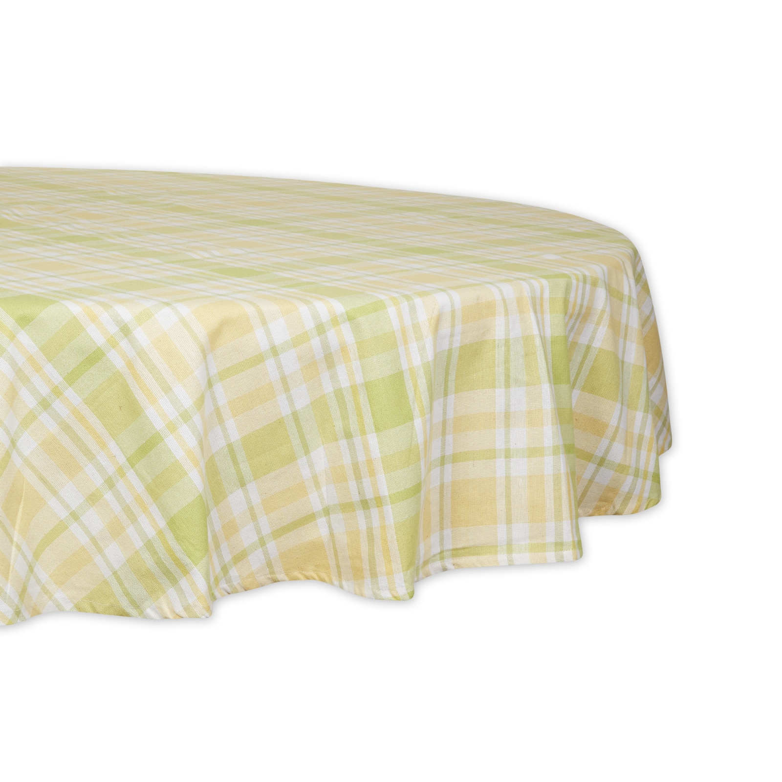 Lemon Bliss Plaid Tablecloth 70" Round