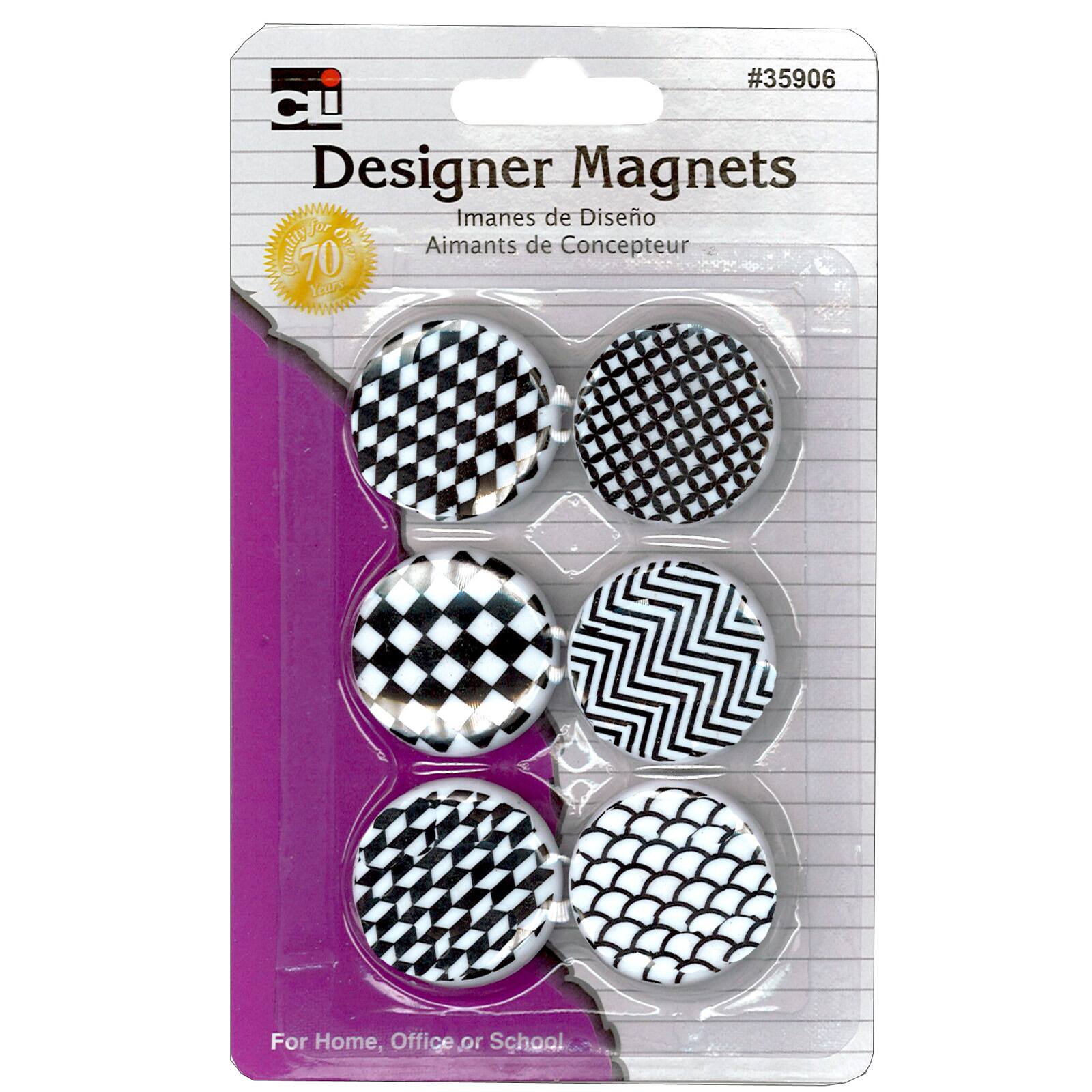 Charles Leonard Super Strong Designer Button Style Magnets, 12 packs of 6