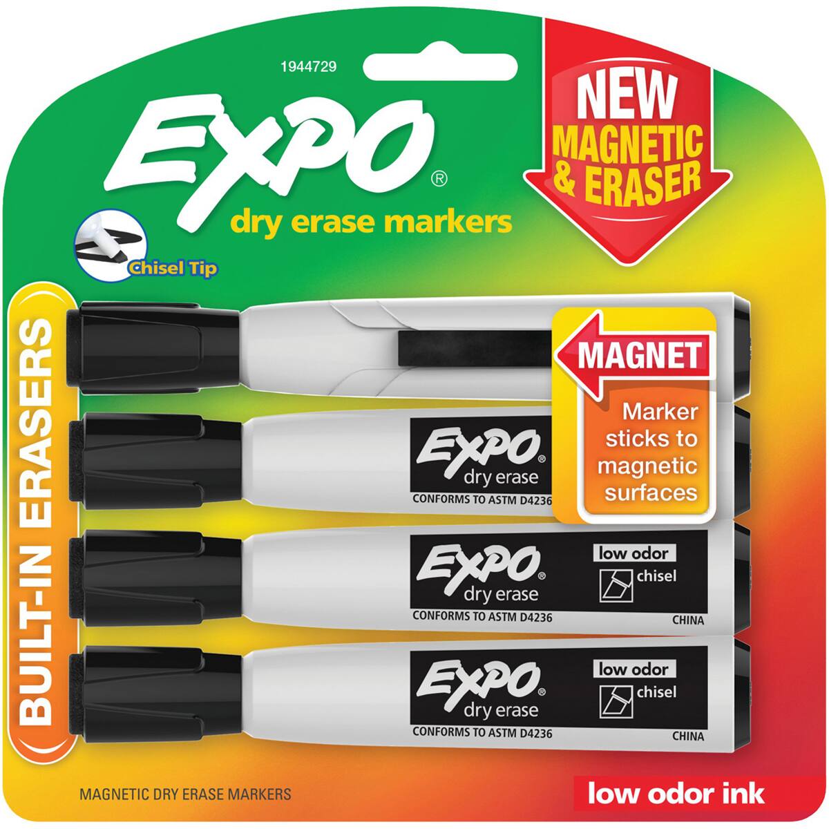 Expo&#xAE; Black Magnetic Dry Erase Chisel Marker &#x26; Eraser Set