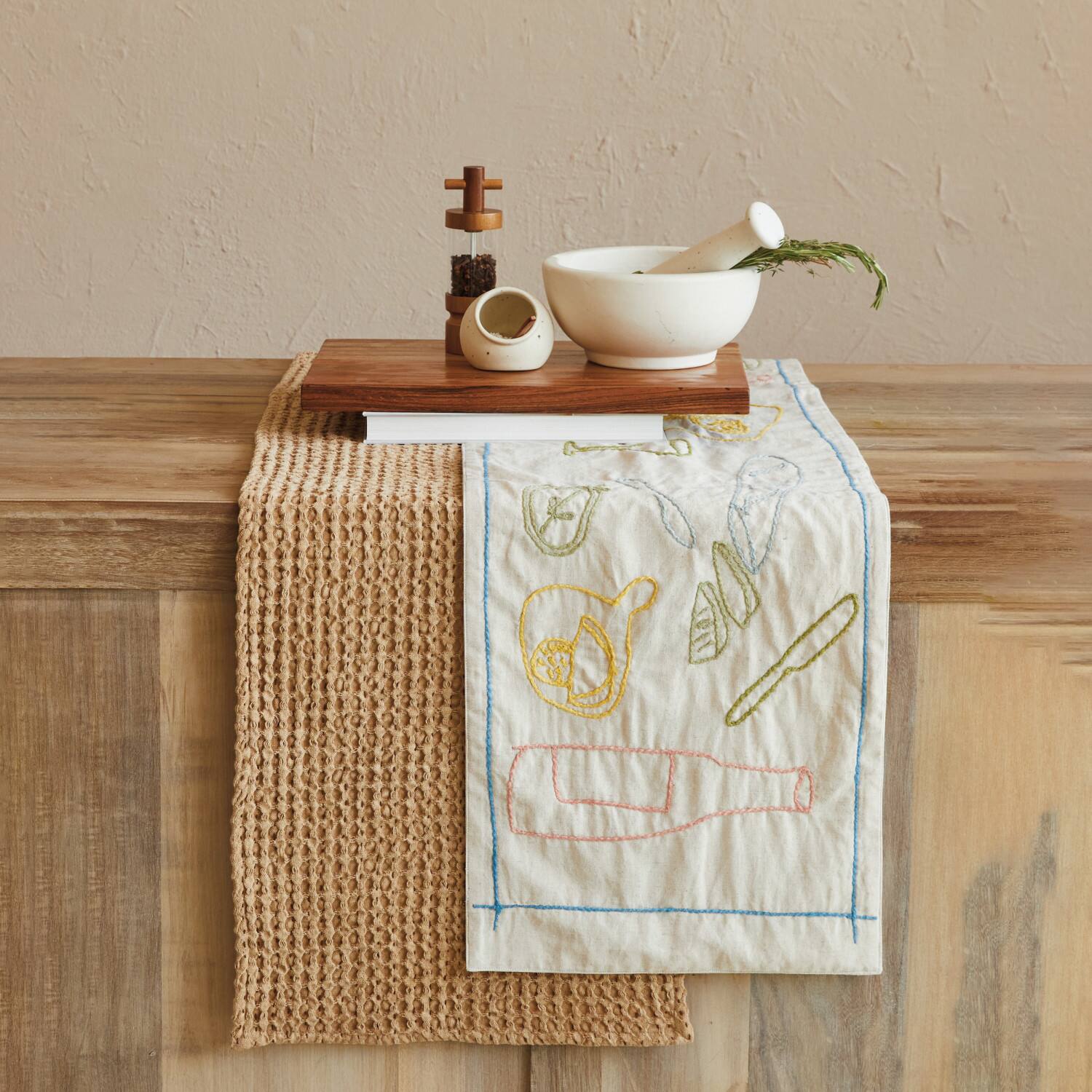 Hello Honey® 6ft. Brown Waffle Weave Cotton Table Runner