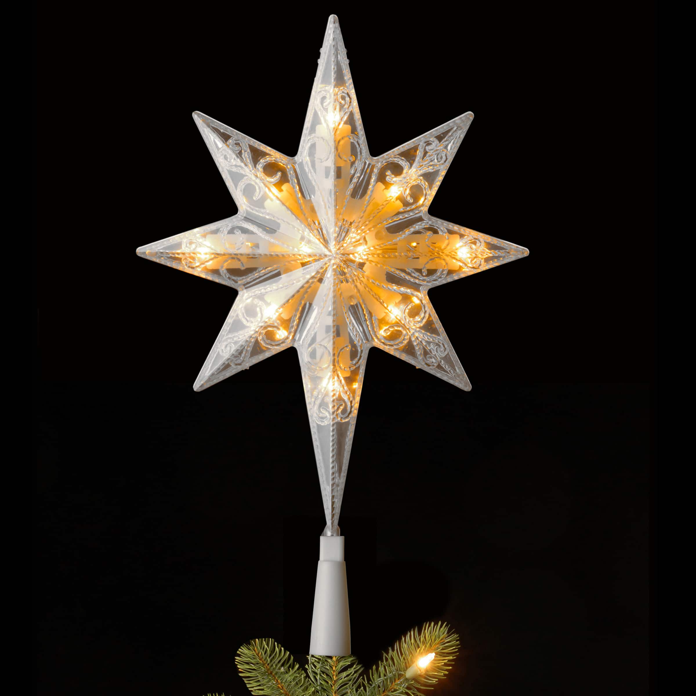 11" Bethlehem Star Tree Topper With Warm White LED Bulbs