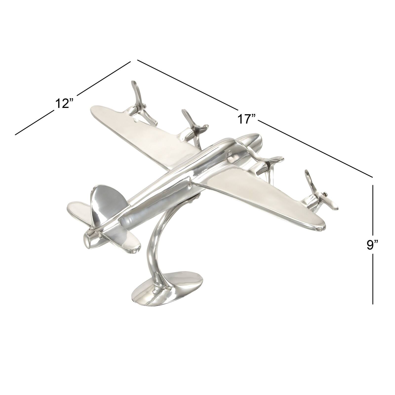 17" Silver Aluminum Plane Figure