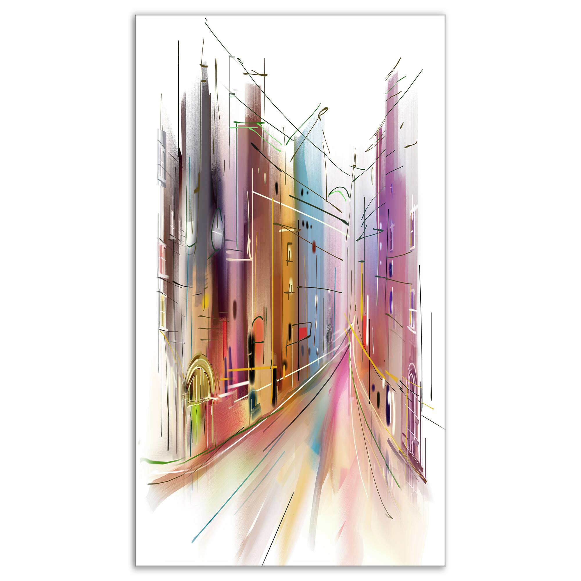 Designart - Road in City Art - Cityscape Canvas Art Print