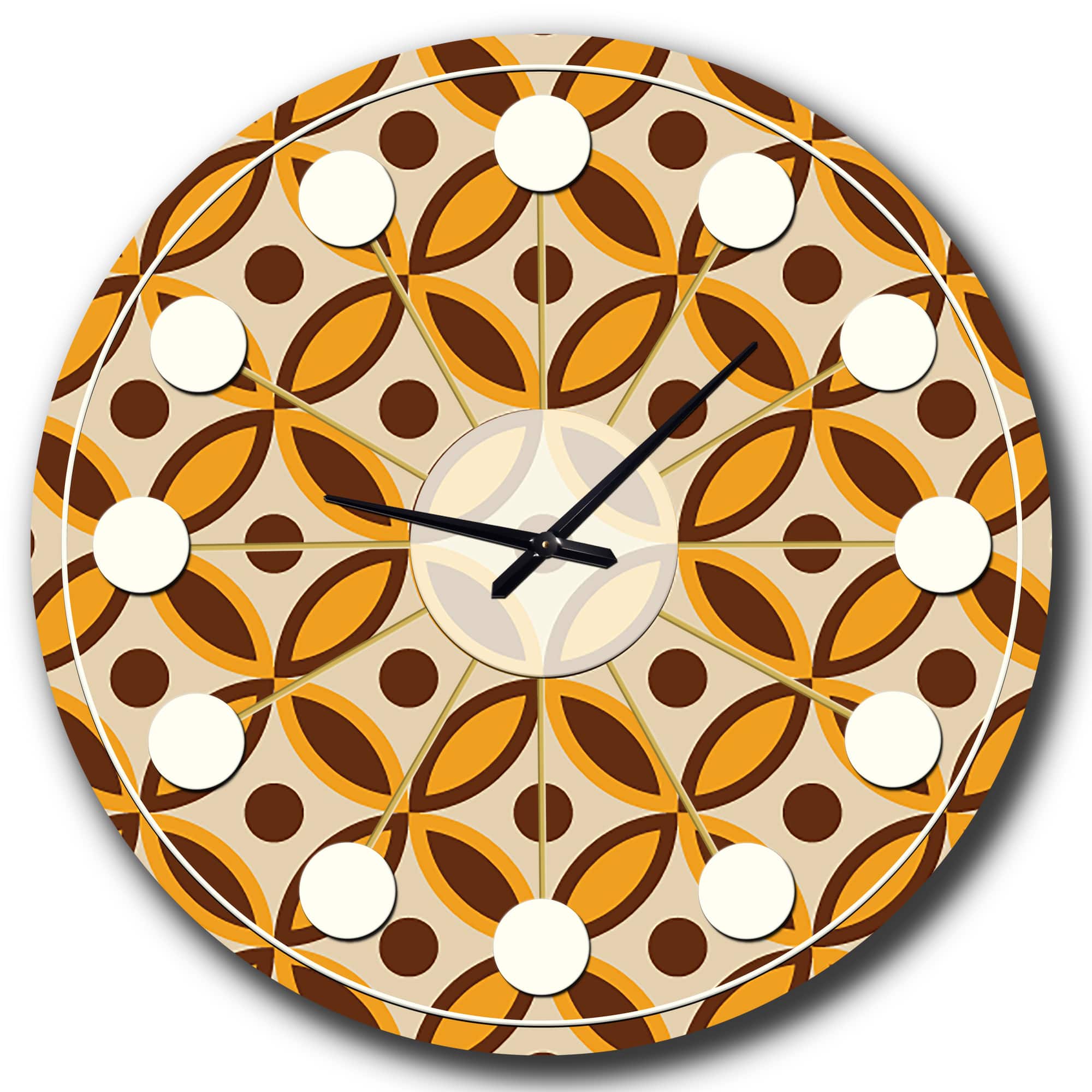Designart &#x27;Retro Ornamental Design V Mid-Century Modern Wall Clock