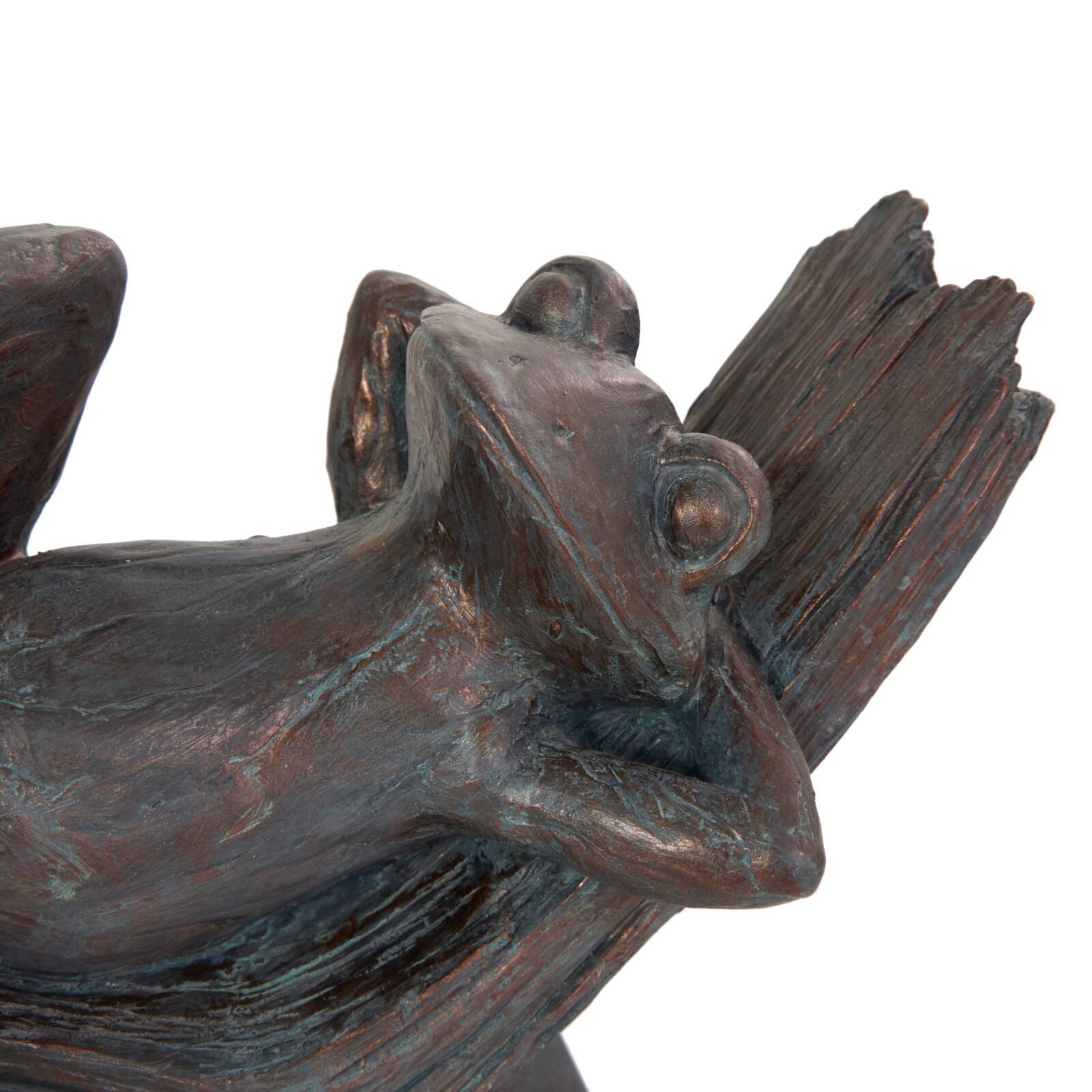 16&#x22; Bronze Frog Patina Relaxing Sculpture