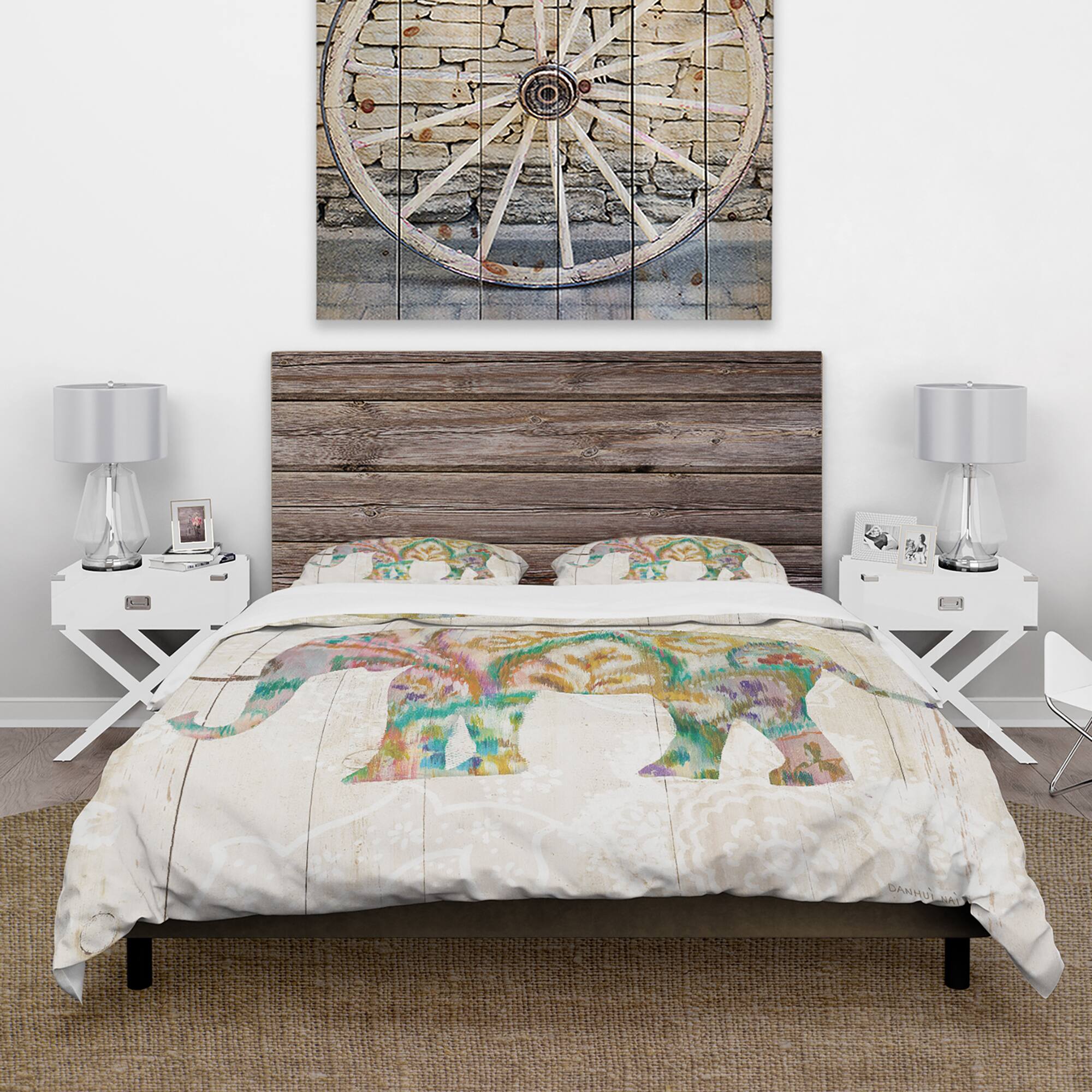 Designart &#x27;Boho Paisley Elephant II vII&#x27; Traditional Bedding Set - Duvet Cover &#x26; Shams