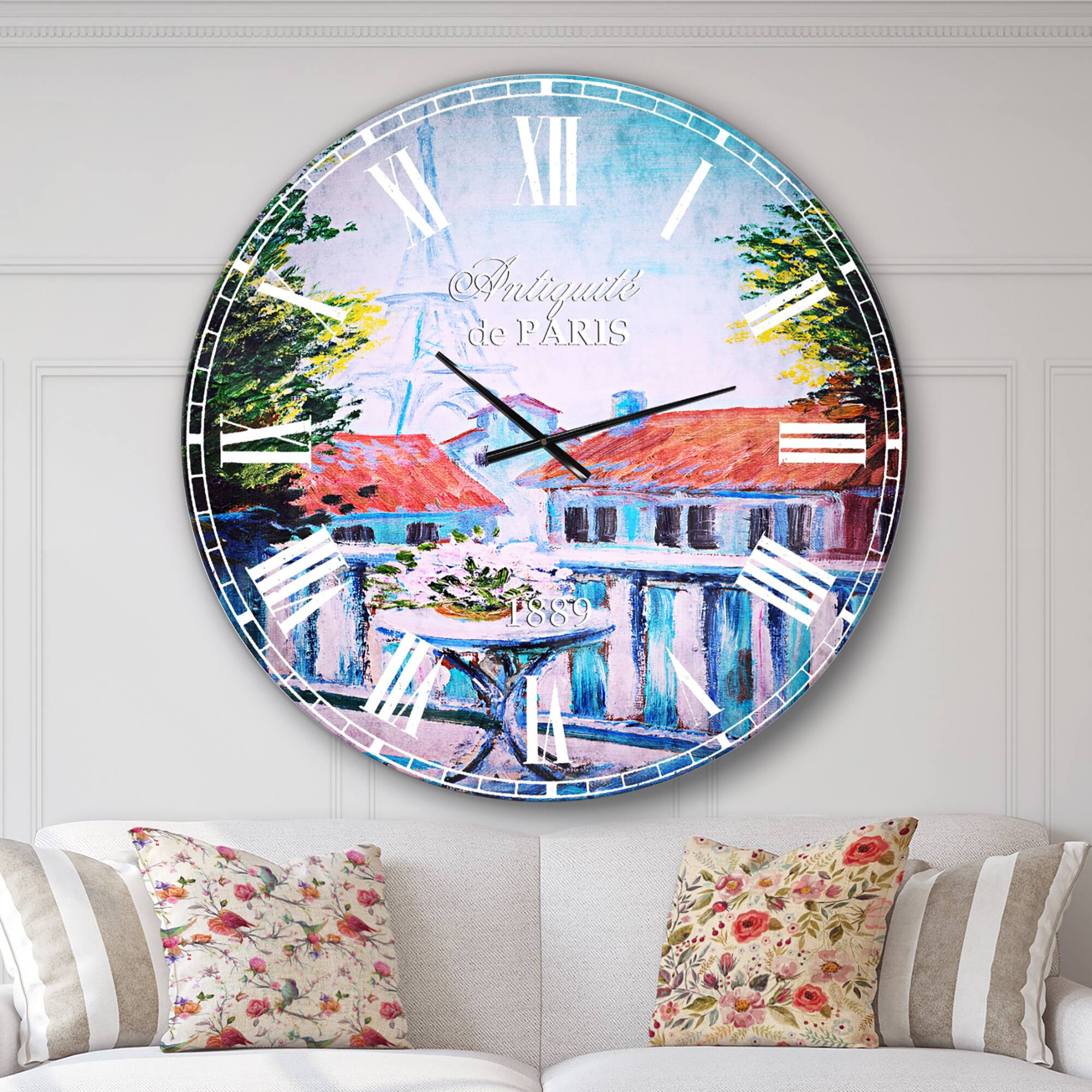 Designart &#x27;Paris Eiffel Tower French Country Wall Clock