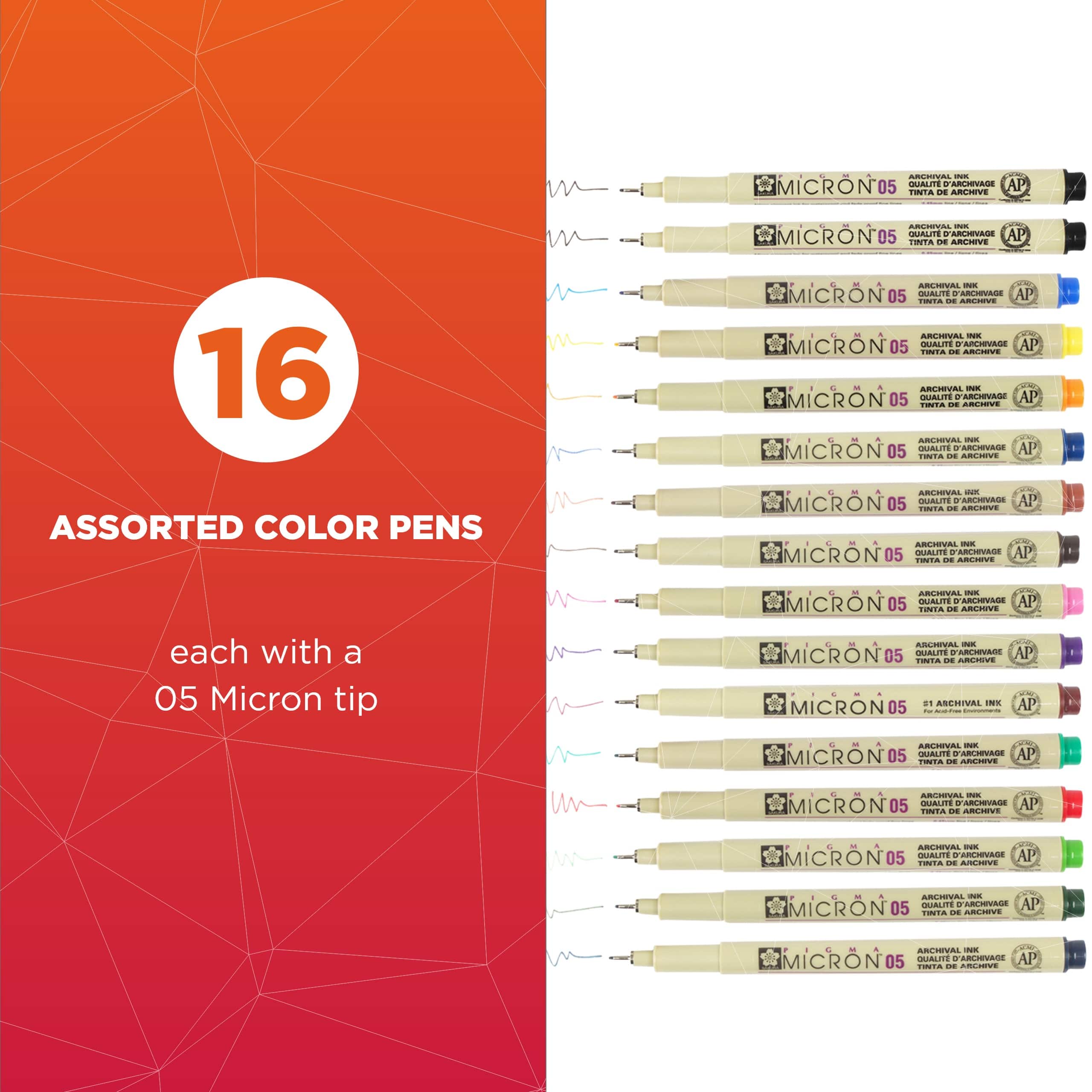 Pigma&#xAE; Micron&#x2122; 05 Fine Line 16 Piece Color Cube Set