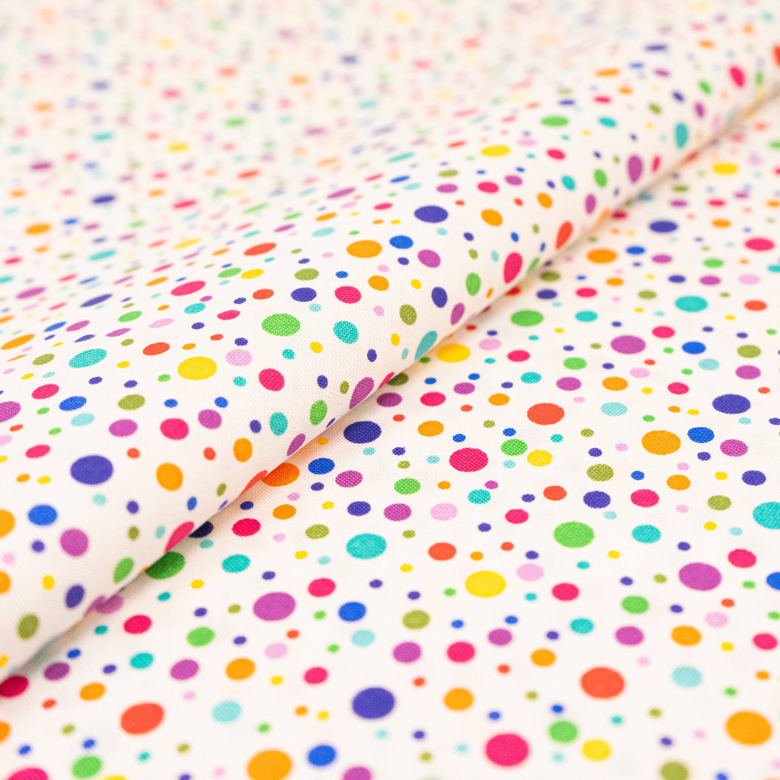 SINGER Rainbow Dots on White Cotton Fabric | Michaels