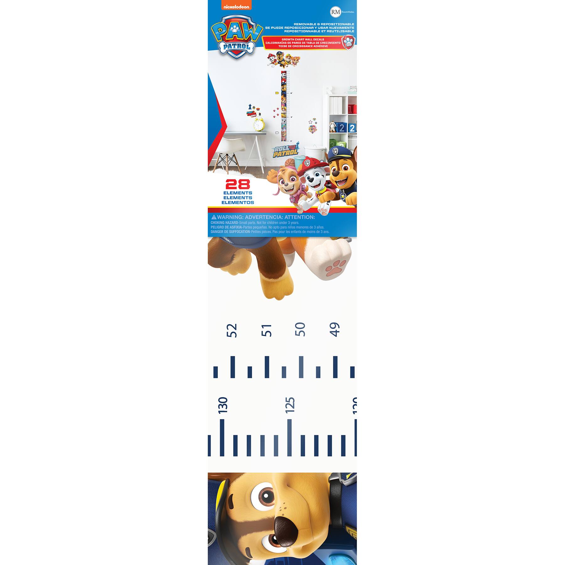 RoomMates Paw Patrol Friends Growth Chart - Peel & Stick Wall Decals For Kids' Rooms