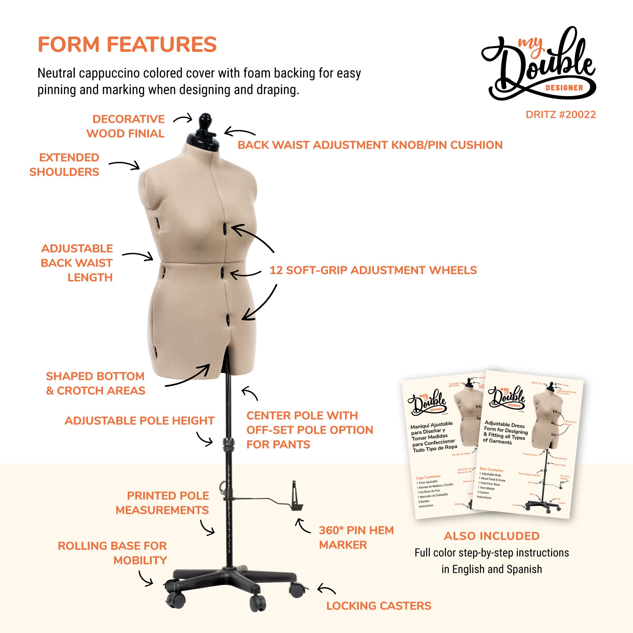 Dritz&#xAE; My Double Designer Medium Dress Form with Adjustable Tri-Pod Stand