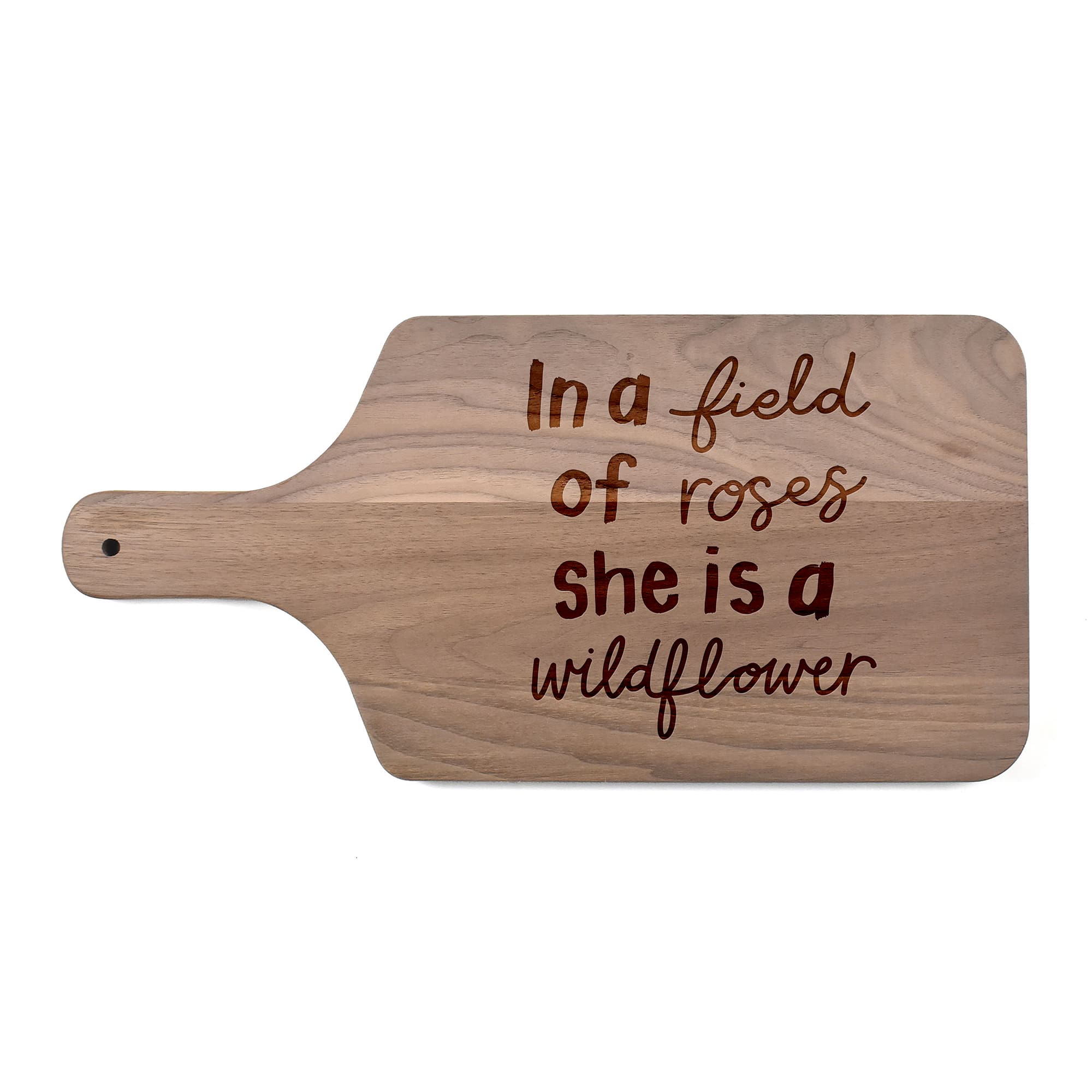 17" In a Field of Roses Walnut Paddle Cutting Board