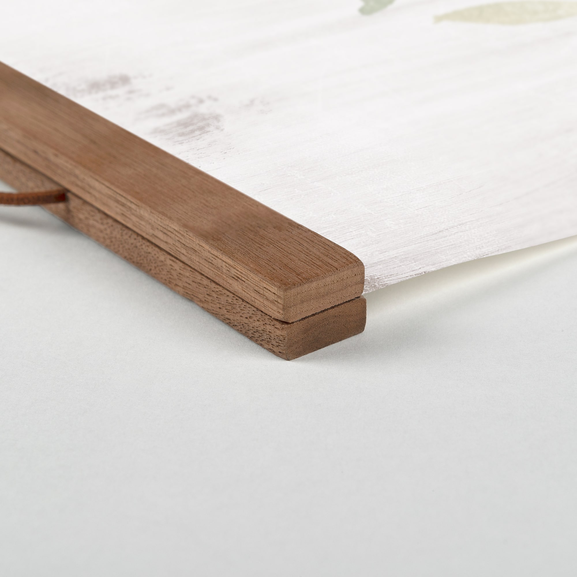 Sage And White Florals 16" x 20" Teak Hanging Canvas