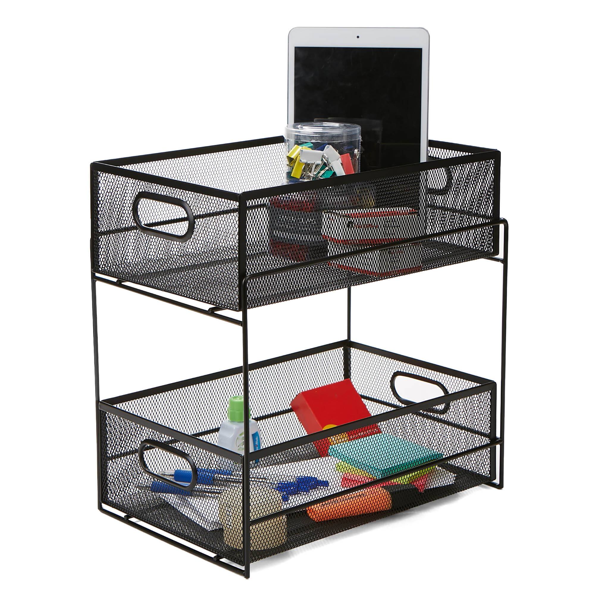 Mind Reader 2-Tier Metal Mesh Organizer Slide Out Basket Drawer