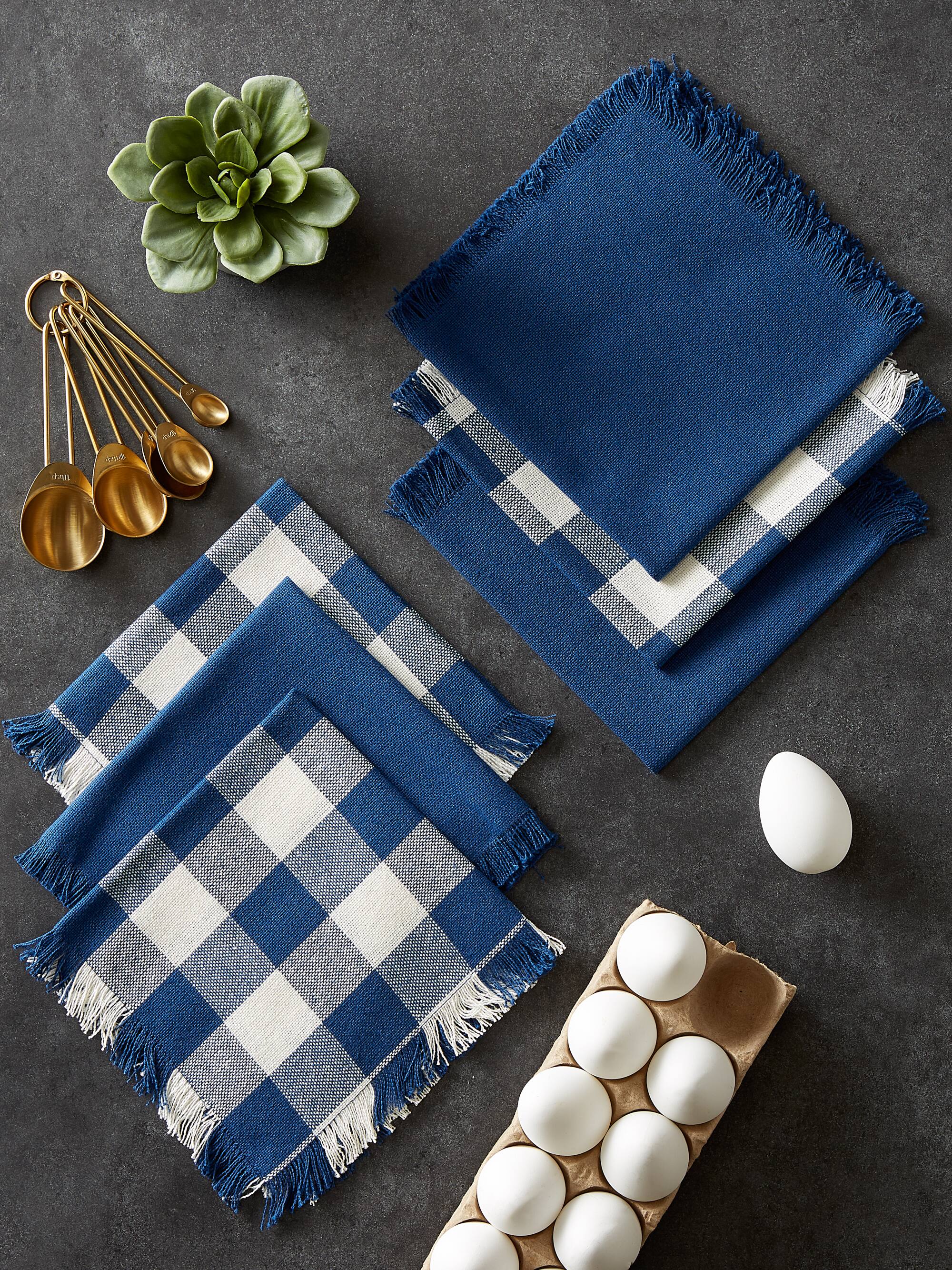 DII® Assorted Navy Heavyweight Fringed Dishcloth (Set of 6)