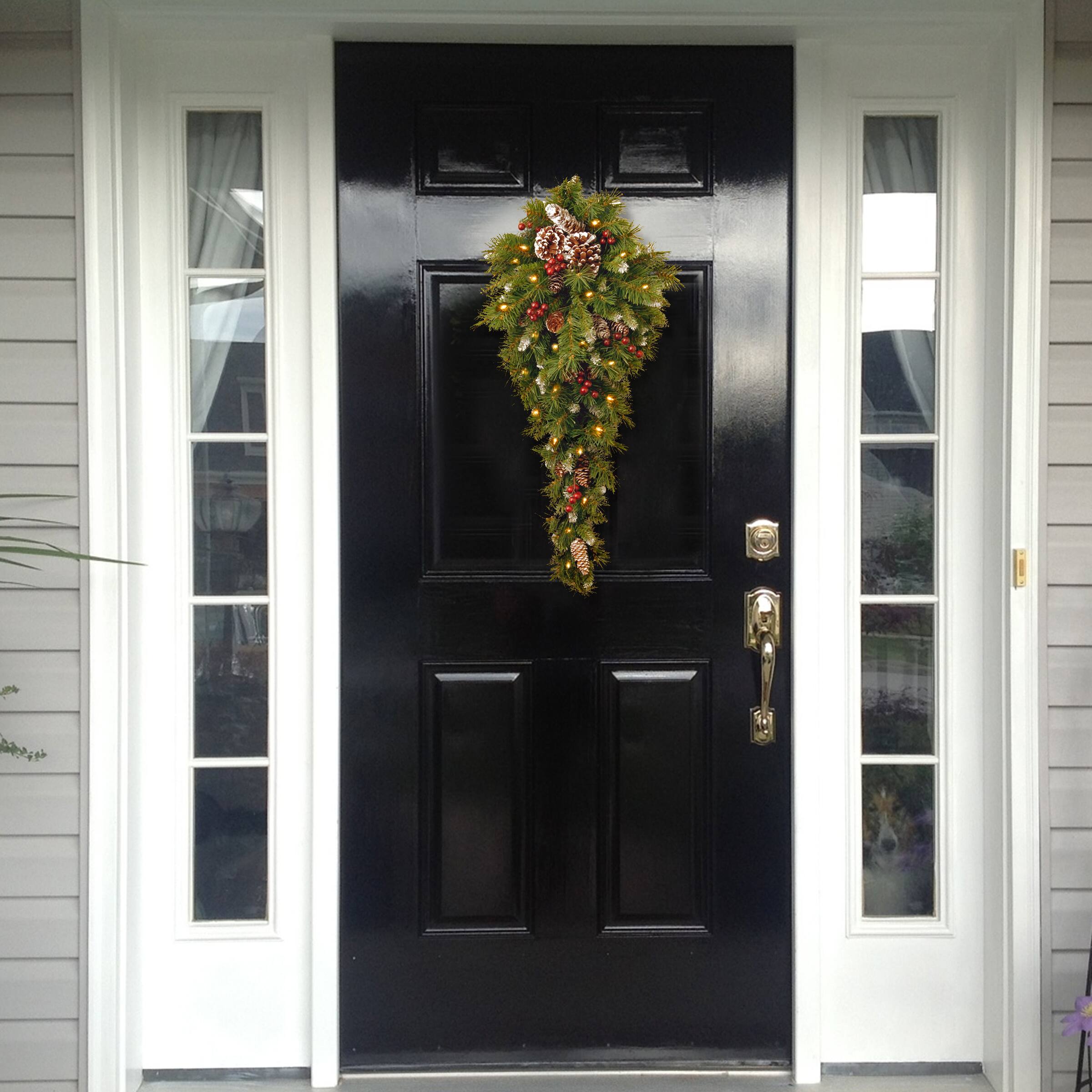 3ft. Pre-Lit Frosted Berry Teardrop, Warm White LED Lights