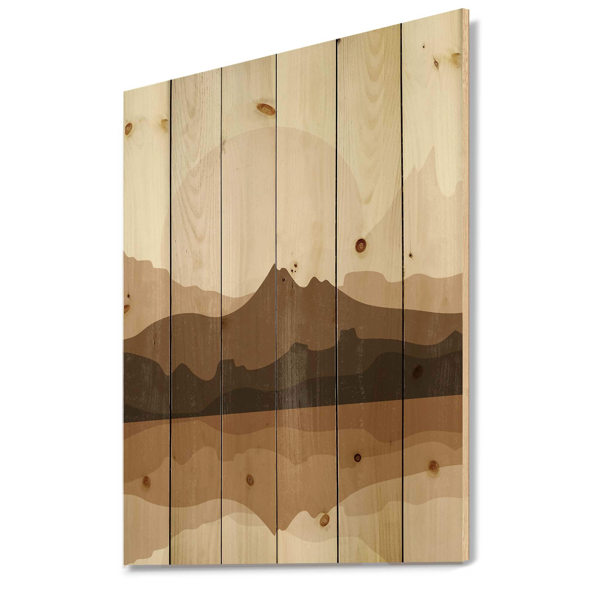 Designart - Minimalist Terracotta Landscape - Modern Print on Natural Pine Wood