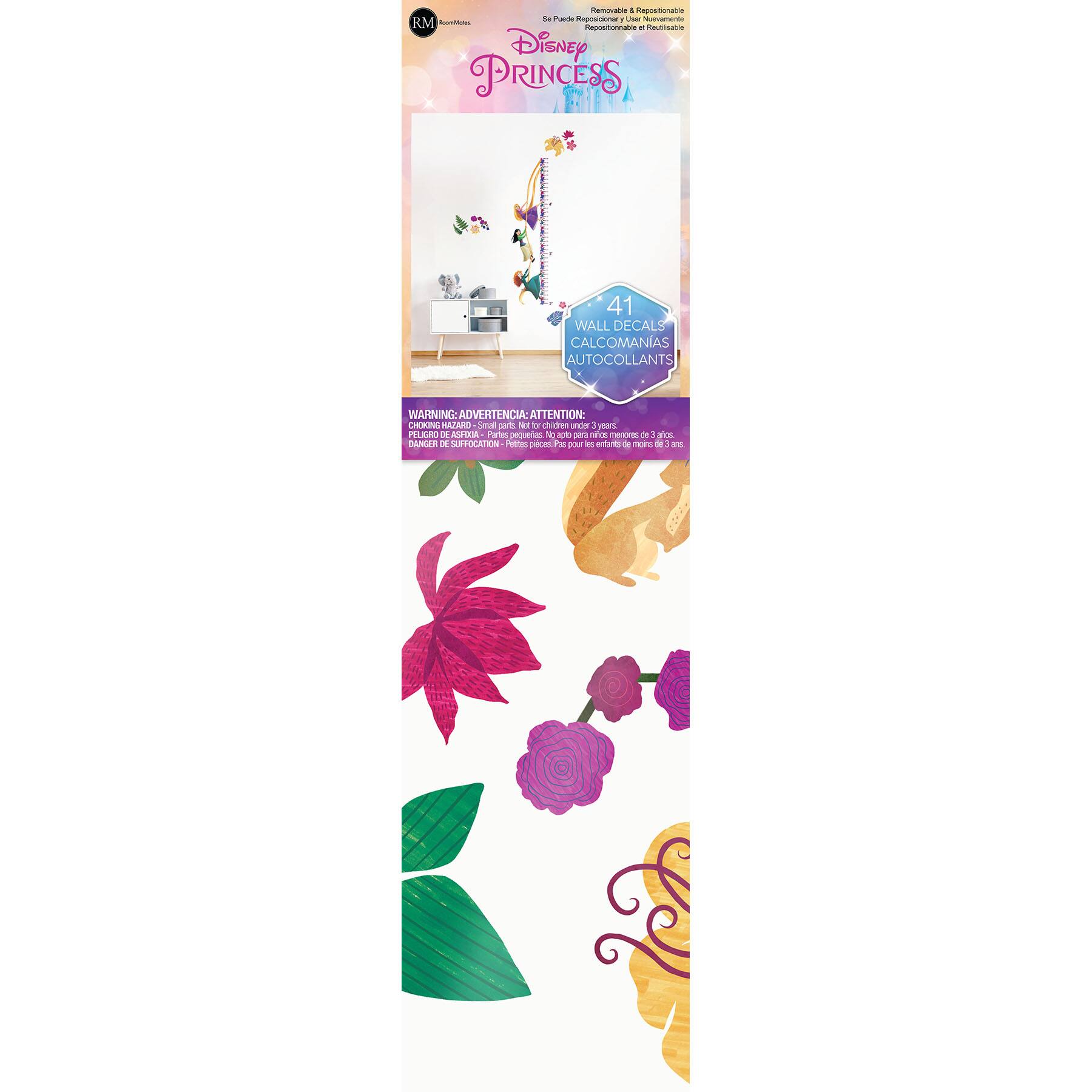 RoomMates Disney Princesses Growth Chart Peel &#x26; Stick Wall Decals