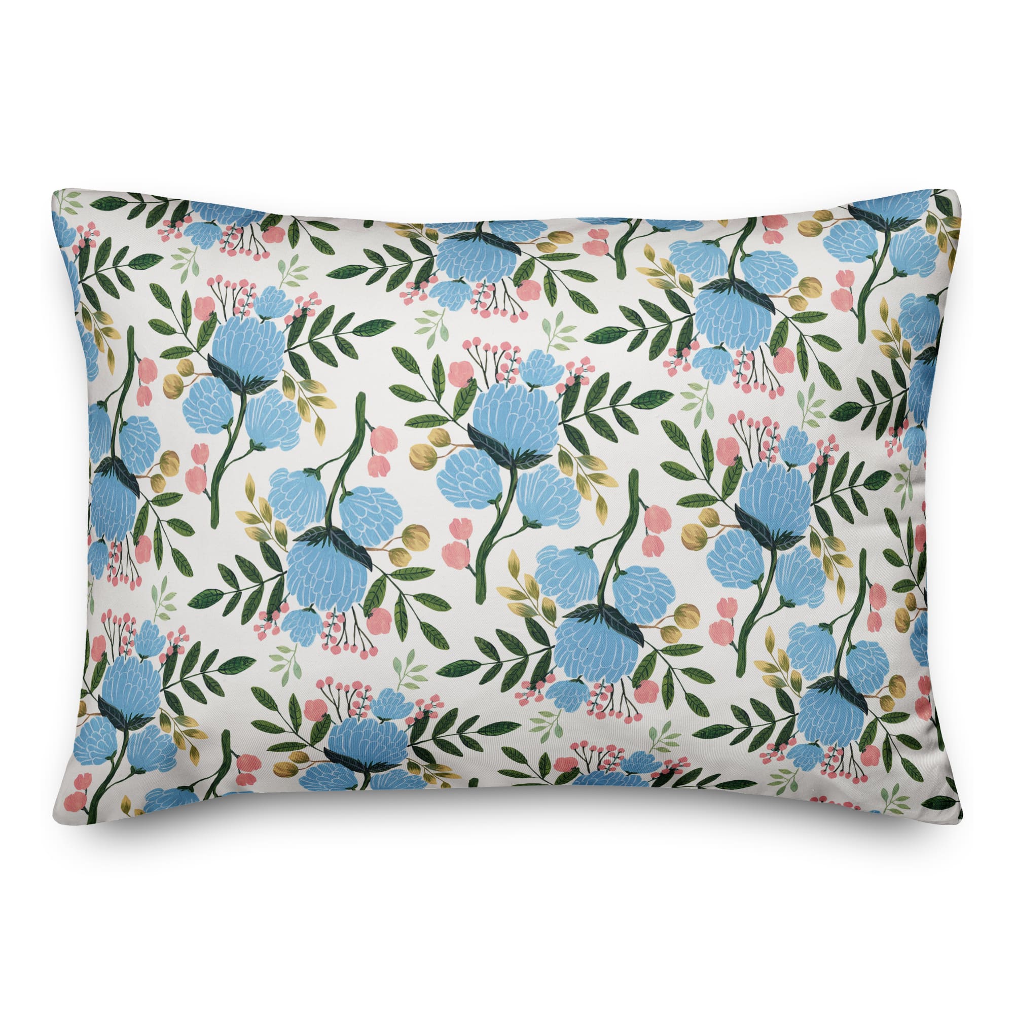 Blue Flowers Throw Pillow