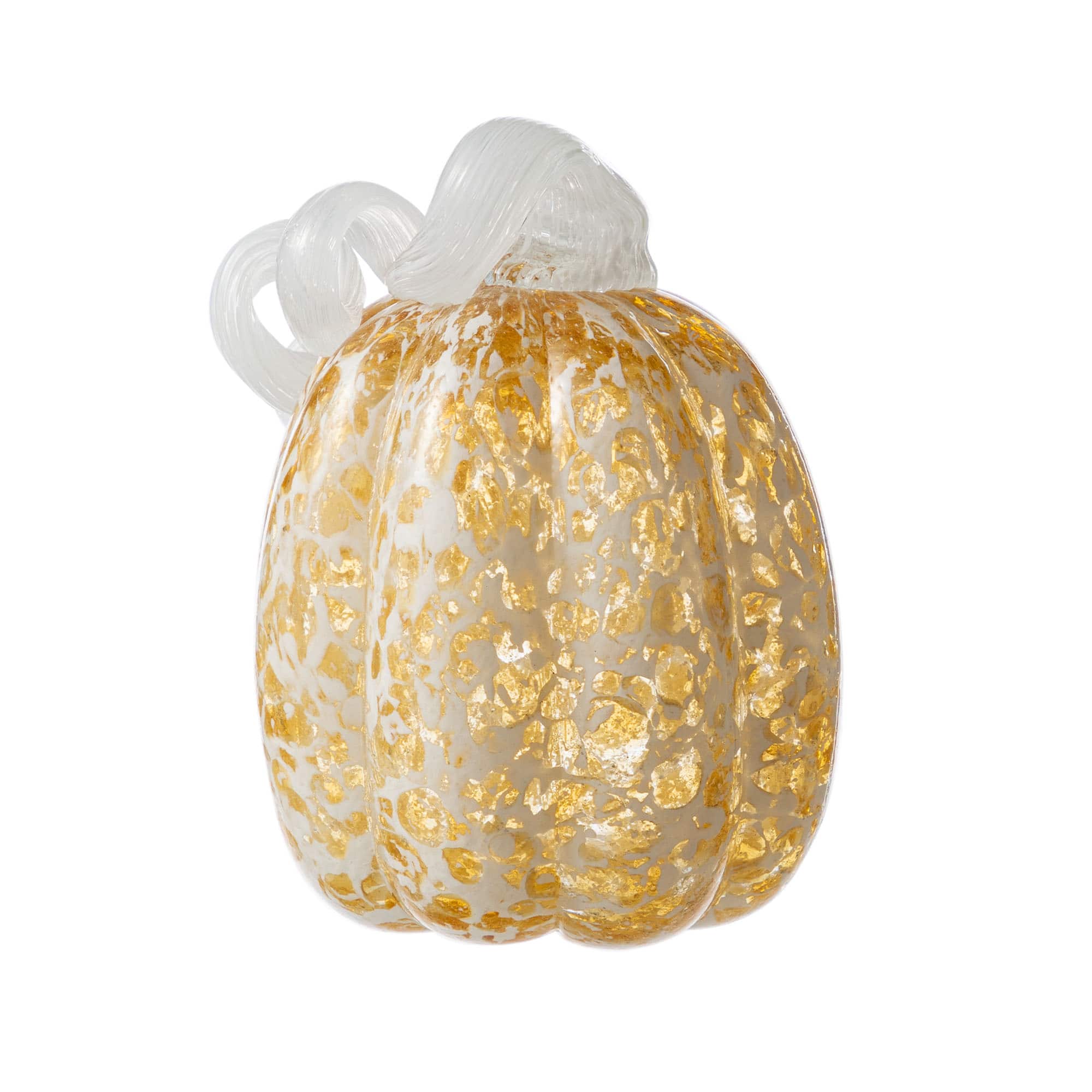 Glitzhome&#xAE; Amber Dots Fall Pumpkin Glass Tabletop Accent