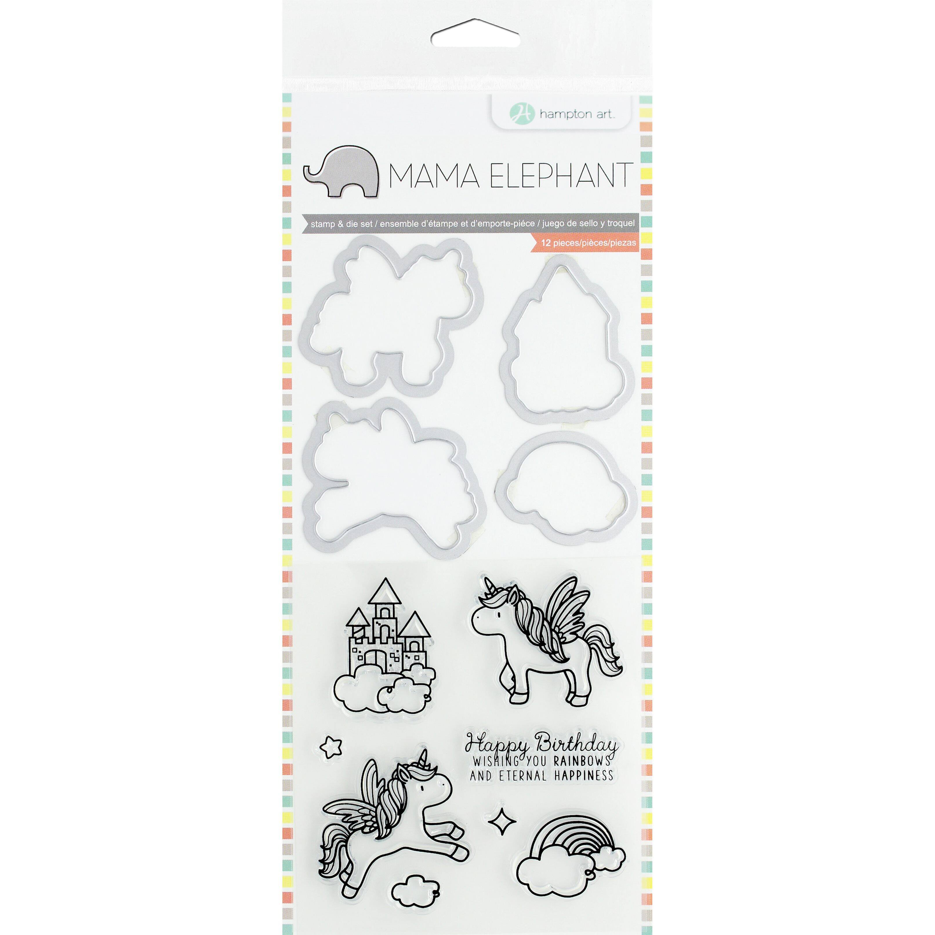 Clear Acrylic Stamp & Die Set by Mama Elephant Up We Go Balloons SC0766 NEW 