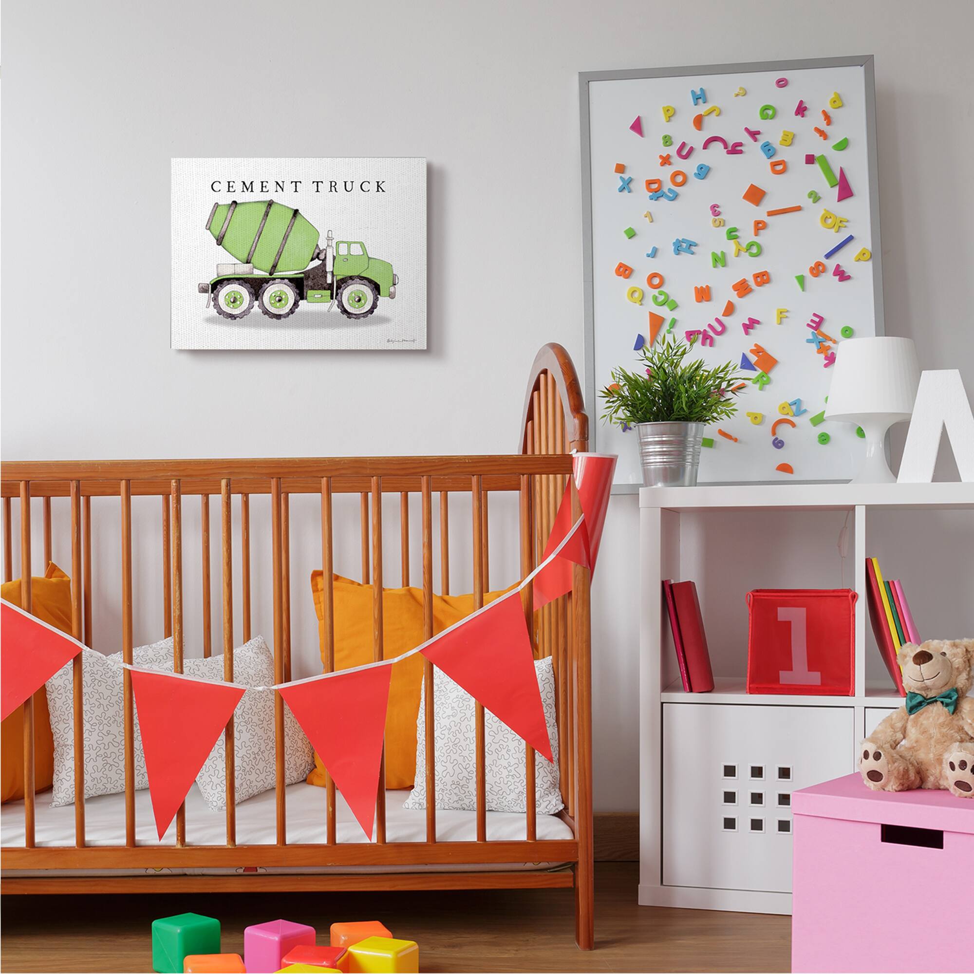 Stupell Industries Green Cement Truck Mixer Classic Construction Vehicle Canvas Wall Art