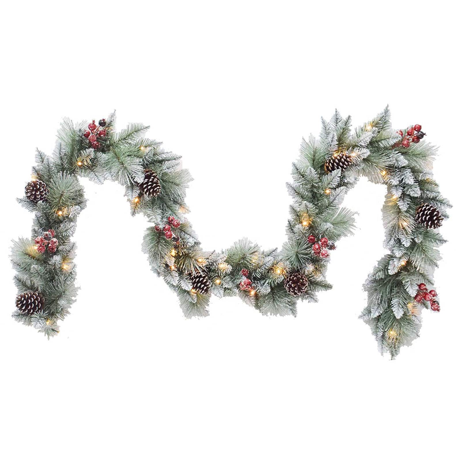 Santa&#x27;s Workshop 9ft. Pre-Lit Glitter Mixed Garland