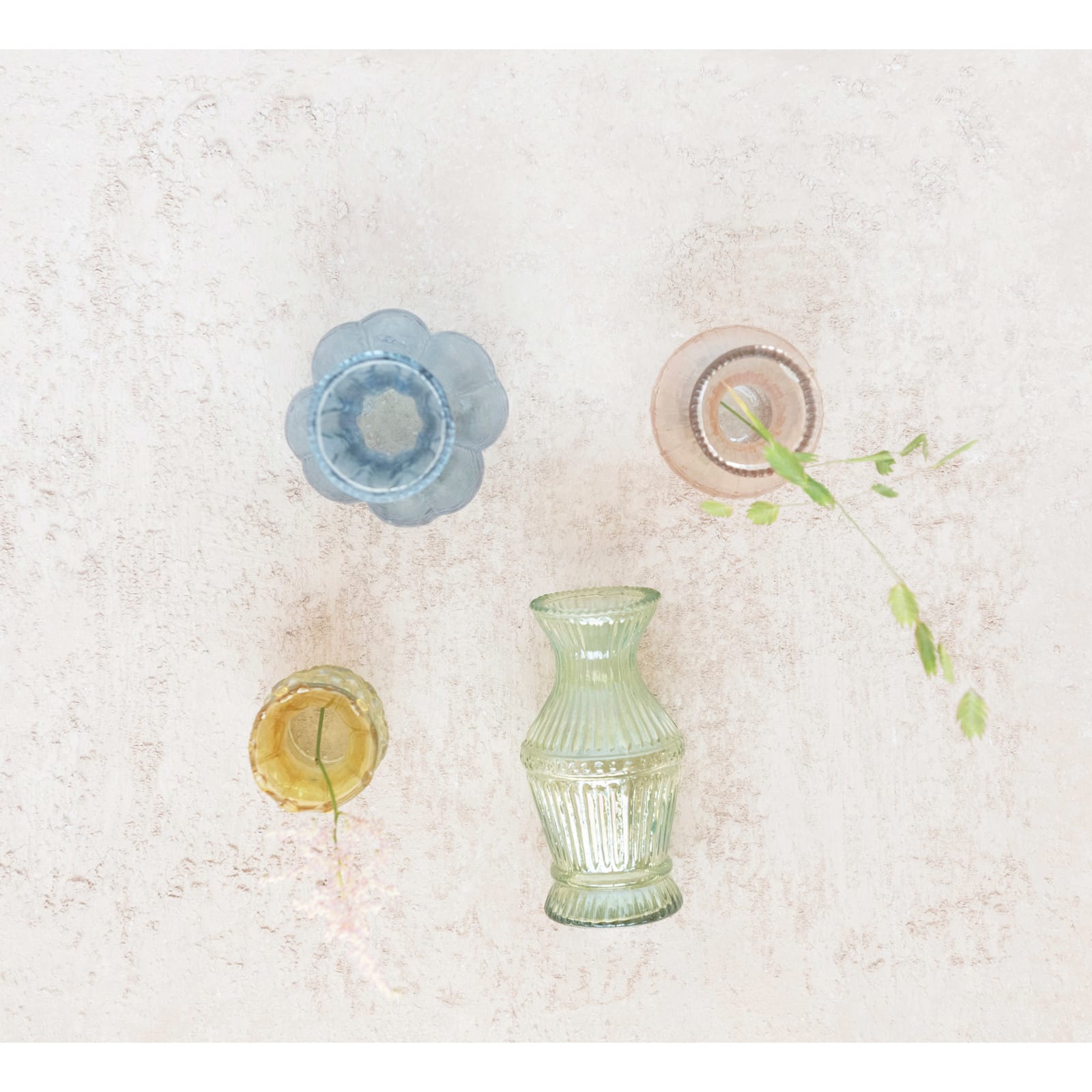 Debossed Colored Glass Vase Set