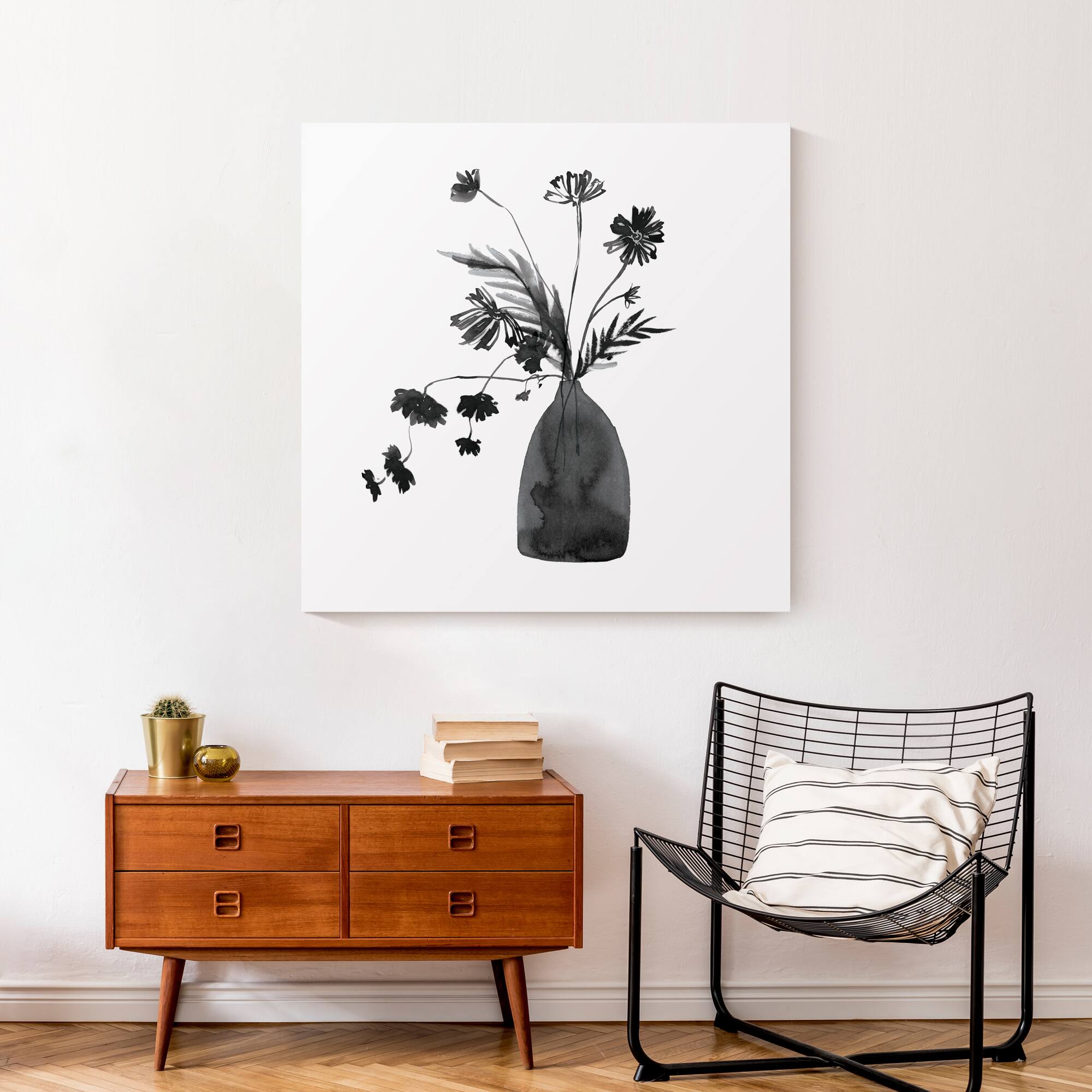 Monochromatic Floral III 30&#x22; x 30&#x22; Canvas Wall Art
