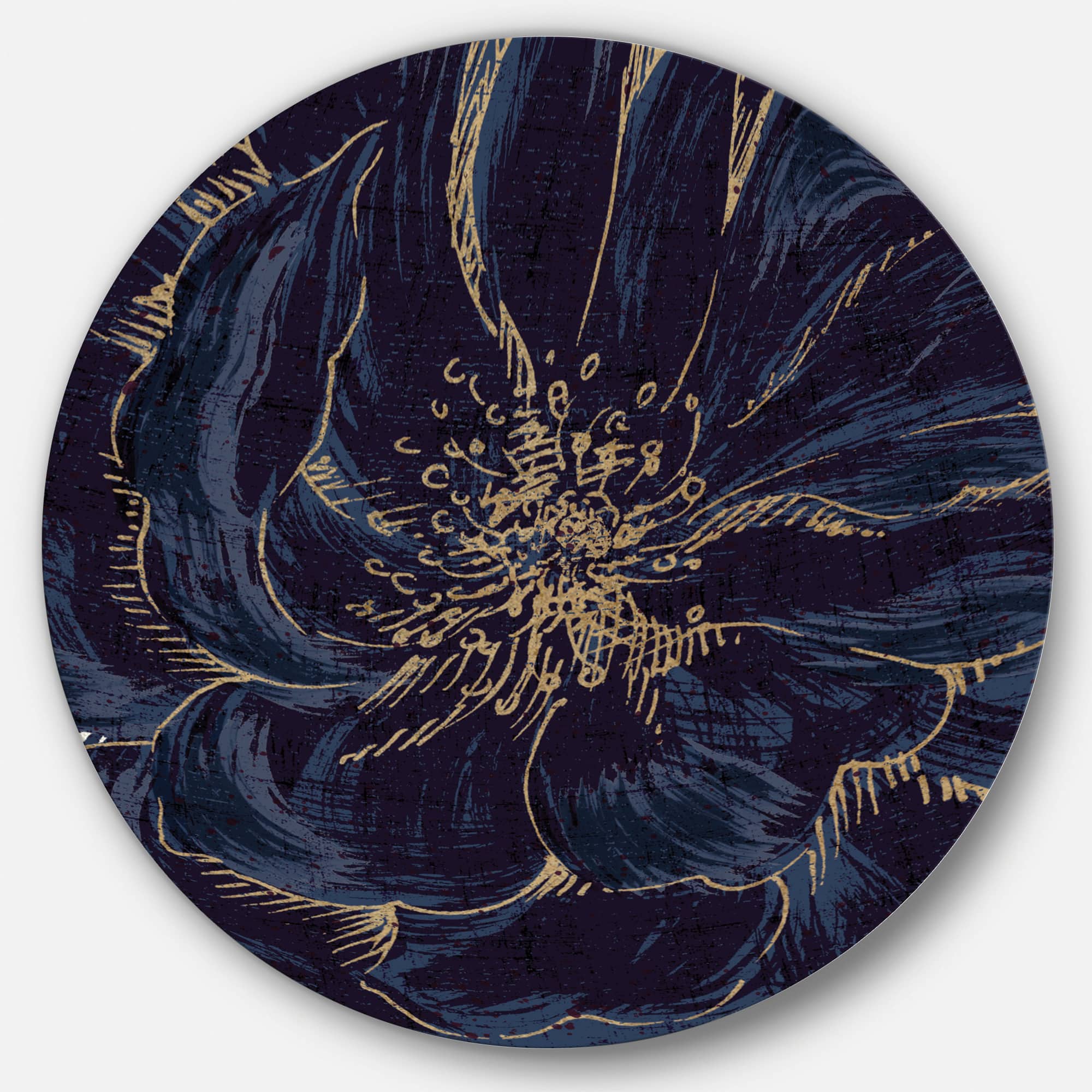 Designart - Dark Rose Gilded Gold - Shabby Chic Metal Circle Wall Art