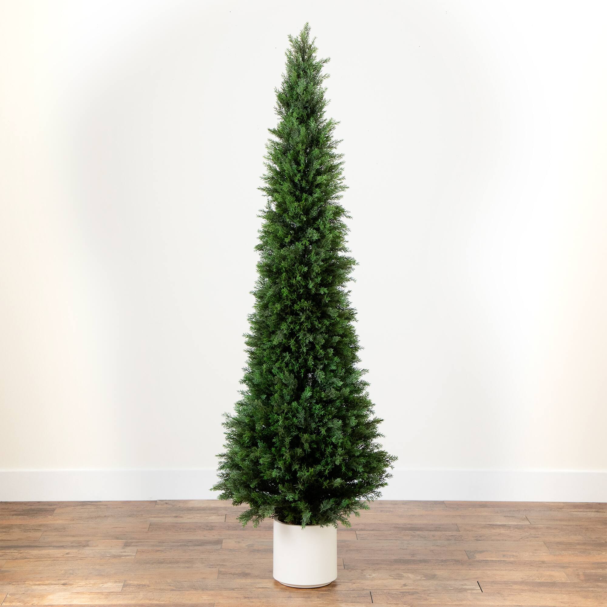 6ft. UV-Resistant Cedar Tree in White Planter