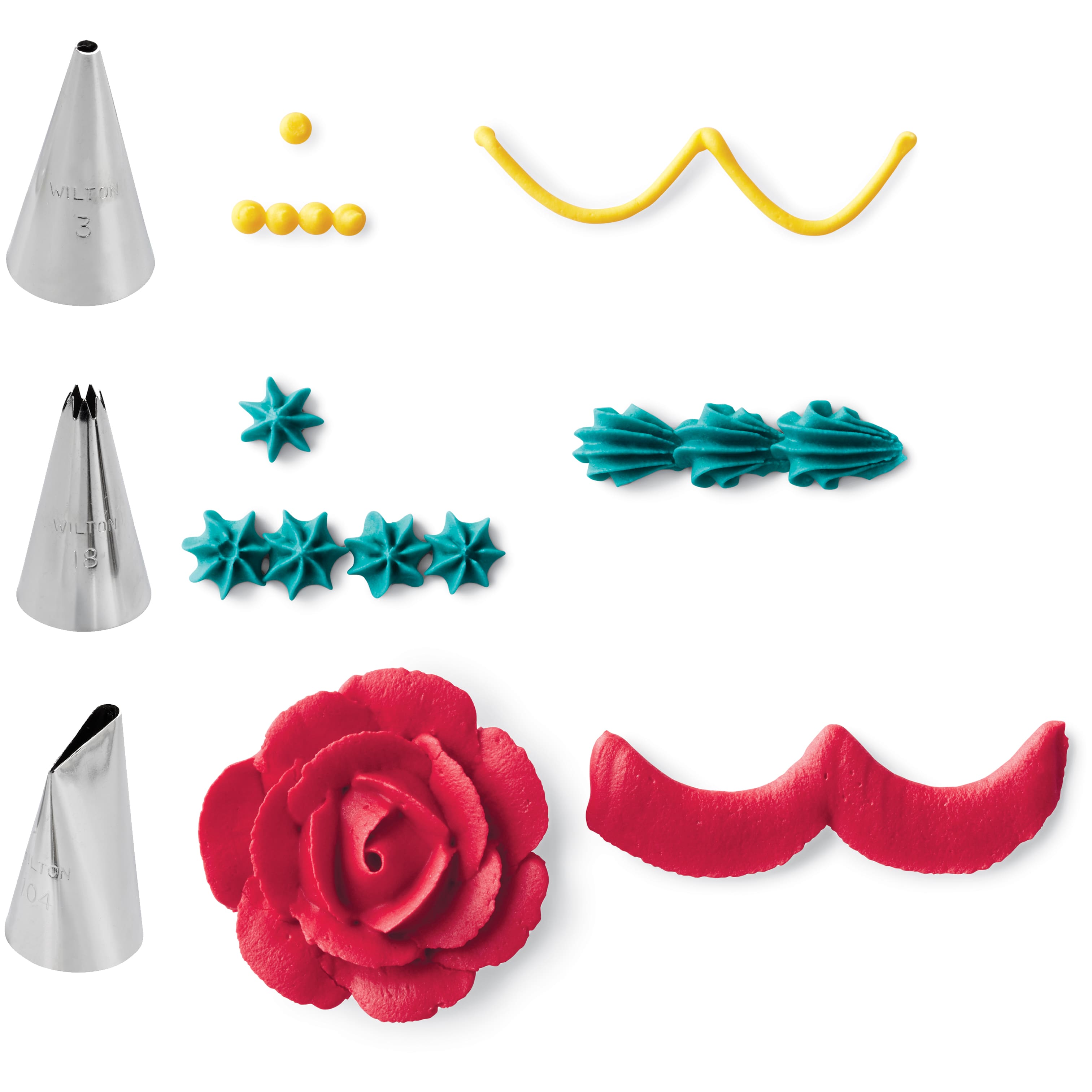 Ensemble de douilles de d&#xE9;coration de p&#xE2;tisseries de base de Wilton, 4&#xA0;pi&#xE8;ces