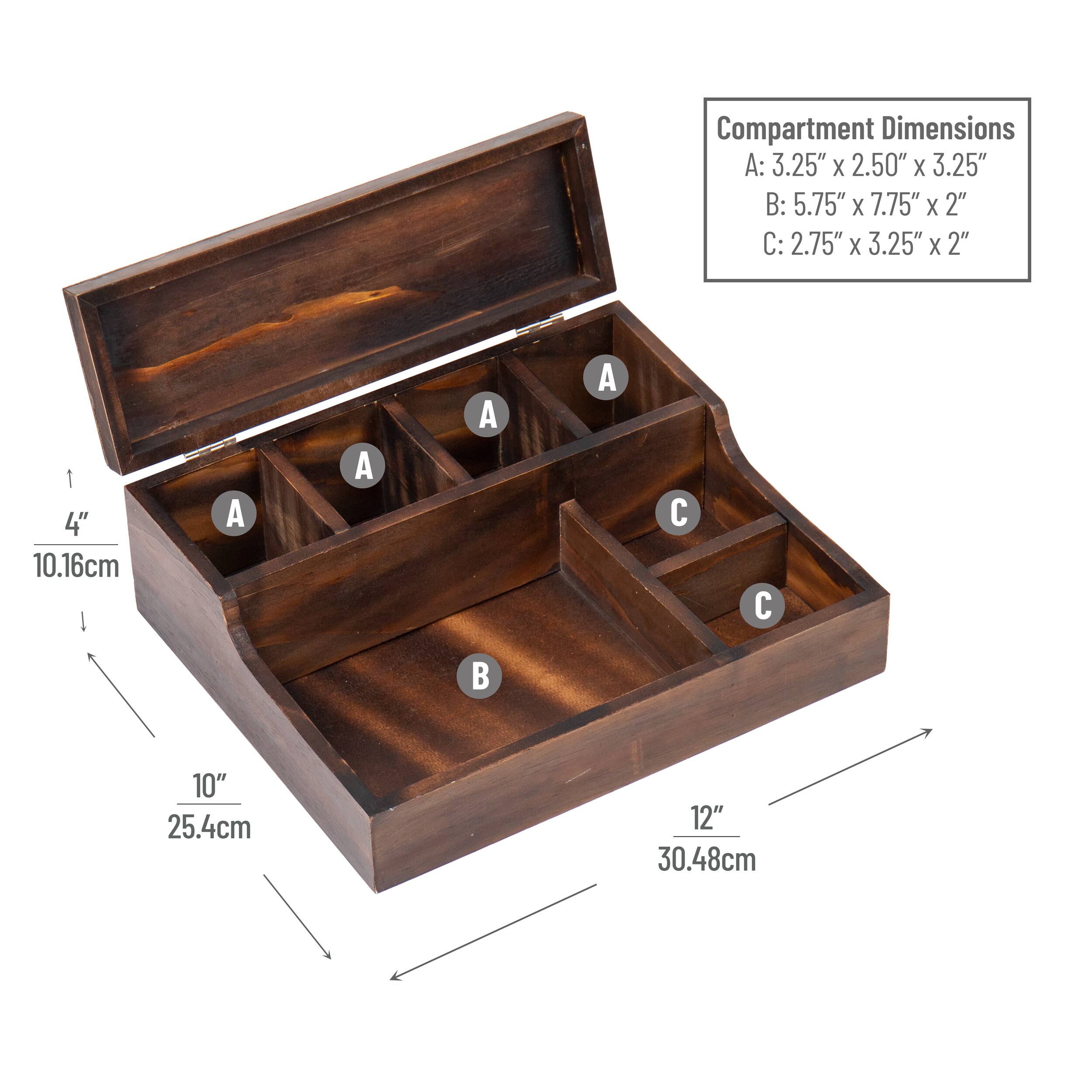 Mind Reader Bali Collection Brown 7-Compartment Valet Tray