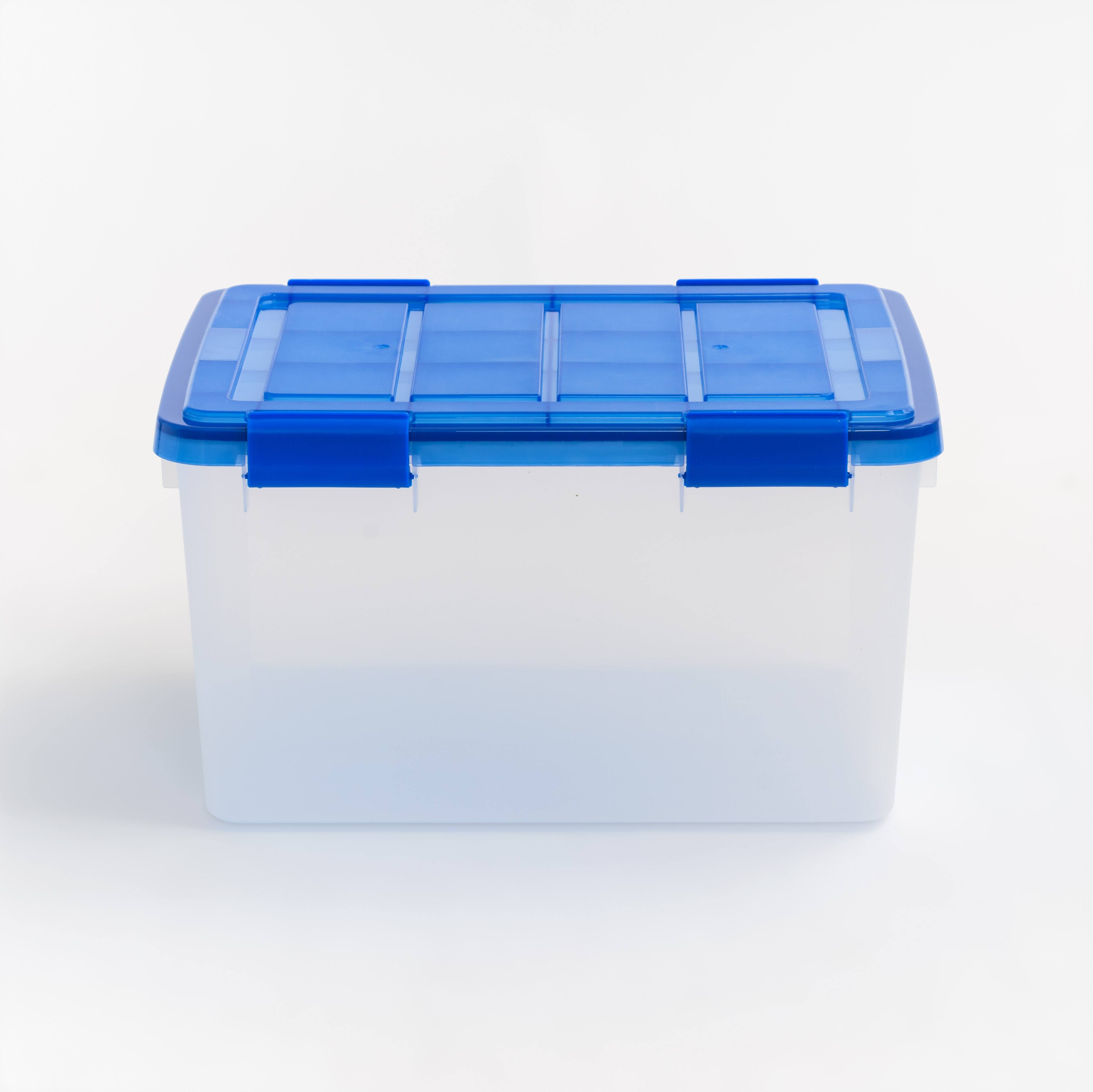 IRIS&#xAE; WeatherPro&#x2122; 44qt. Clear Heavy Duty Plastic Storage Bins with Blue Lids, 4ct.