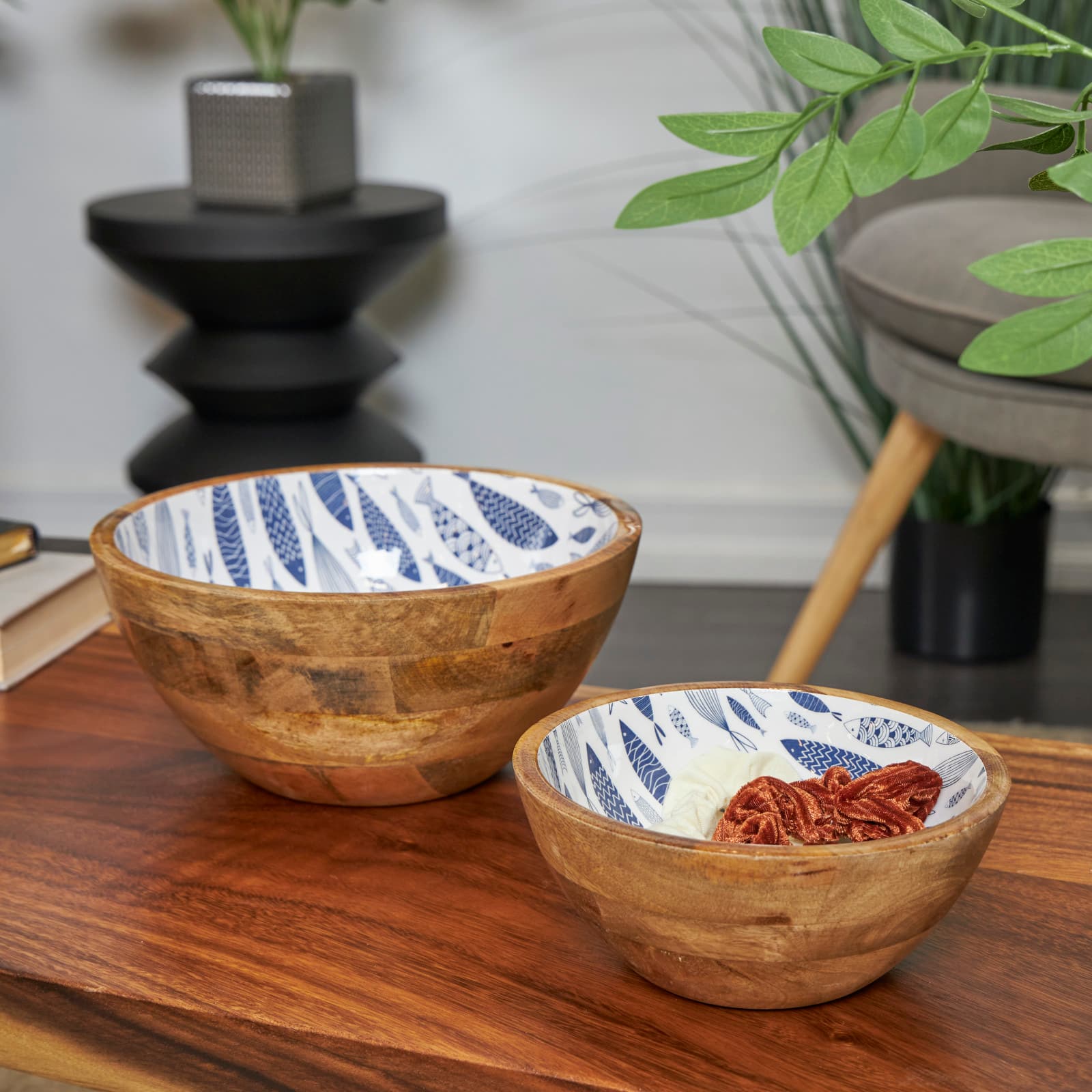 Mango Wood Handmade Nesting Decorative Bowl Set