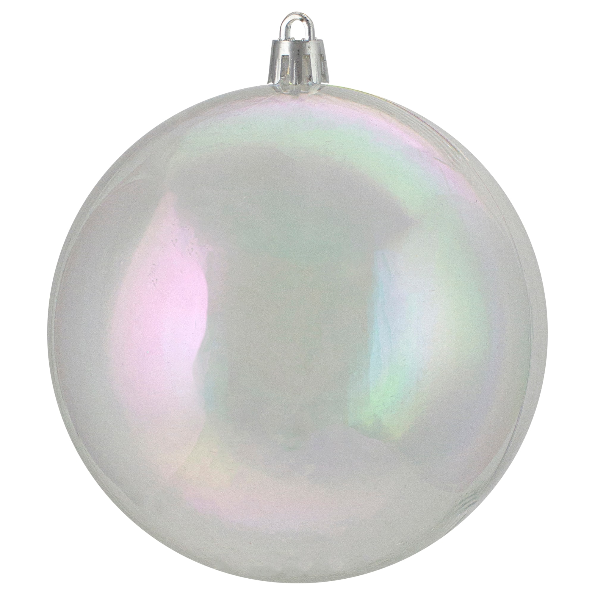 12ct. 4&#x22; Clear Iridescent Shatterproof Shiny Christmas Ball Ornaments