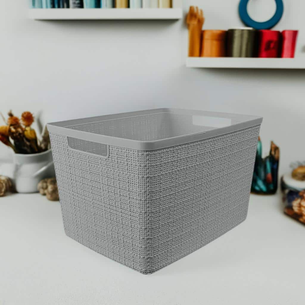 Curver® Jute Gray Plastic Storage Basket Organizer