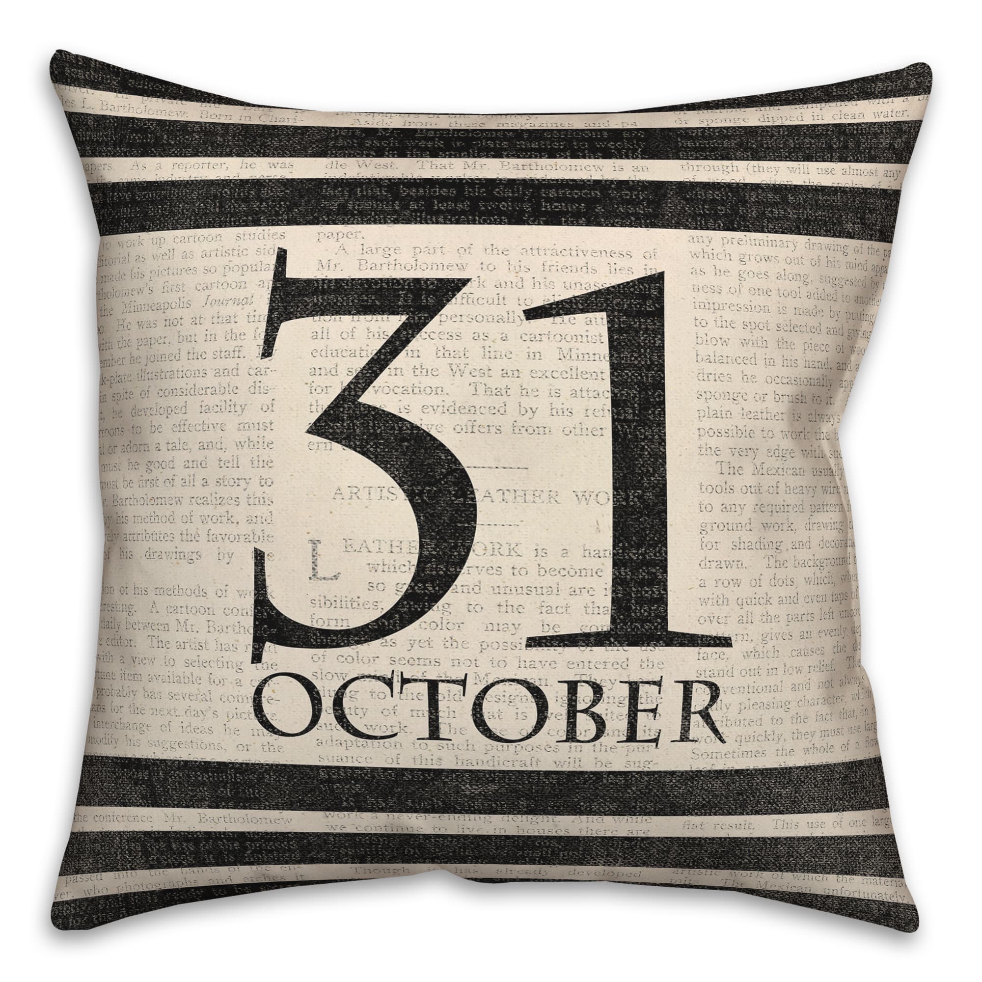Halloween Date Newspaper Throw Pillow