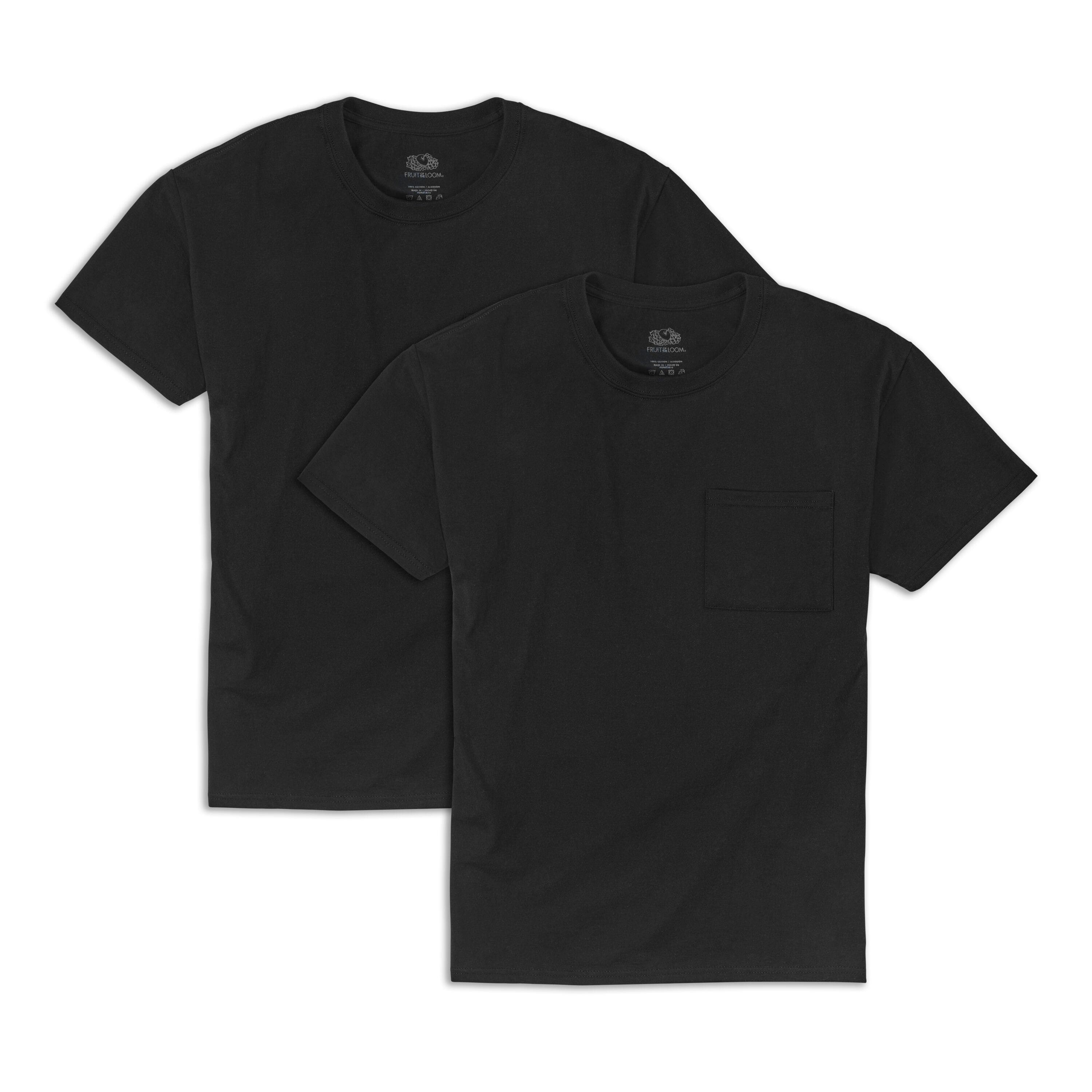Fruit of the Loom EverSoft Mens Short Sleeve Pocket T-Shirt 2 ct in Black Ink | XXXX-Large